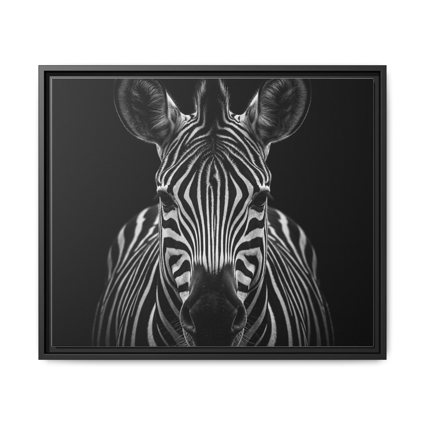 Framed Canvas Print — Zebra In Black