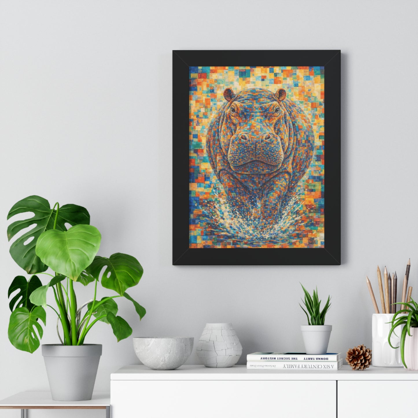 Framed Print — Hippopotamus Cubism