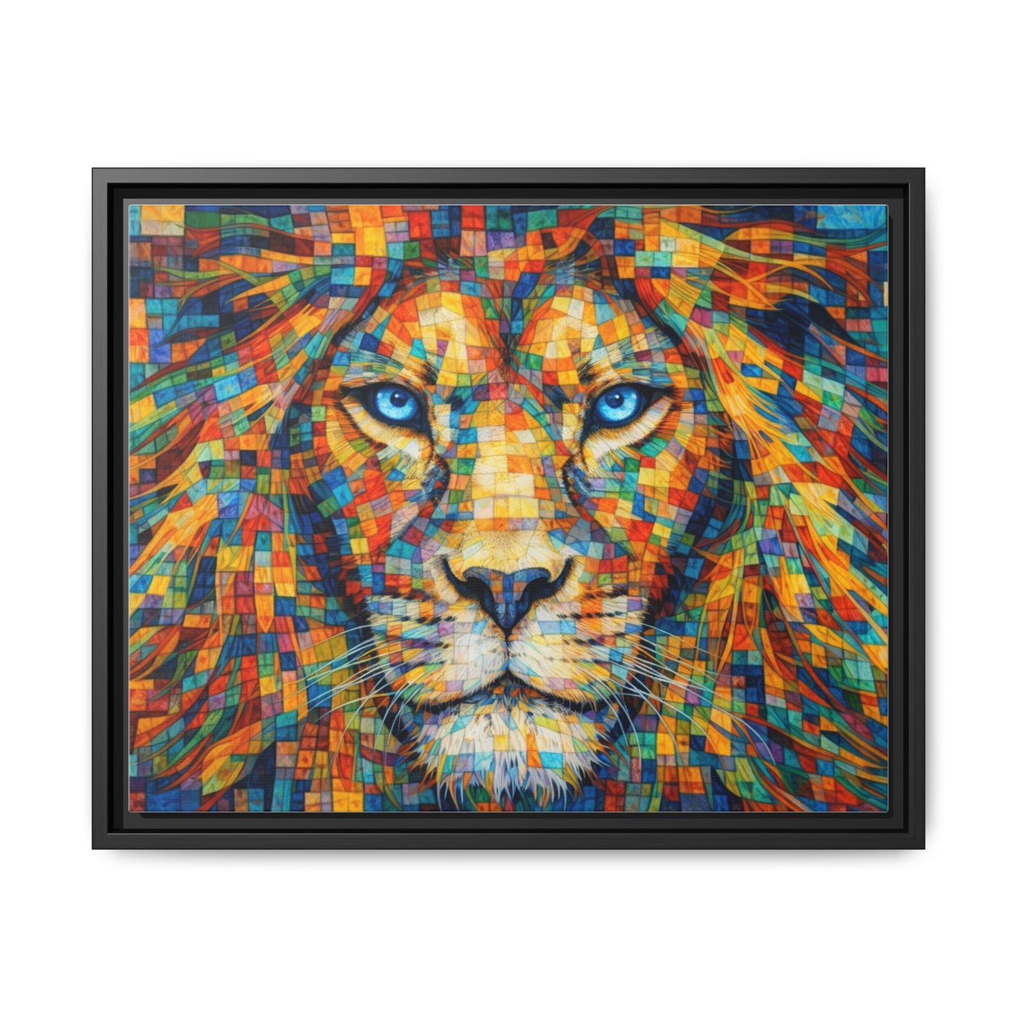 Framed Canvas Print — Lion's Gaze