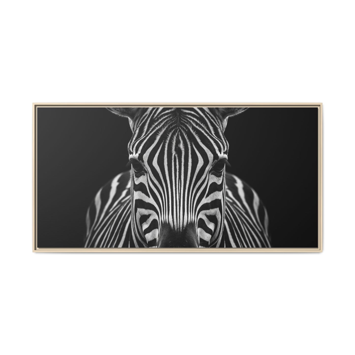 Framed Canvas Print — Zebra In Black