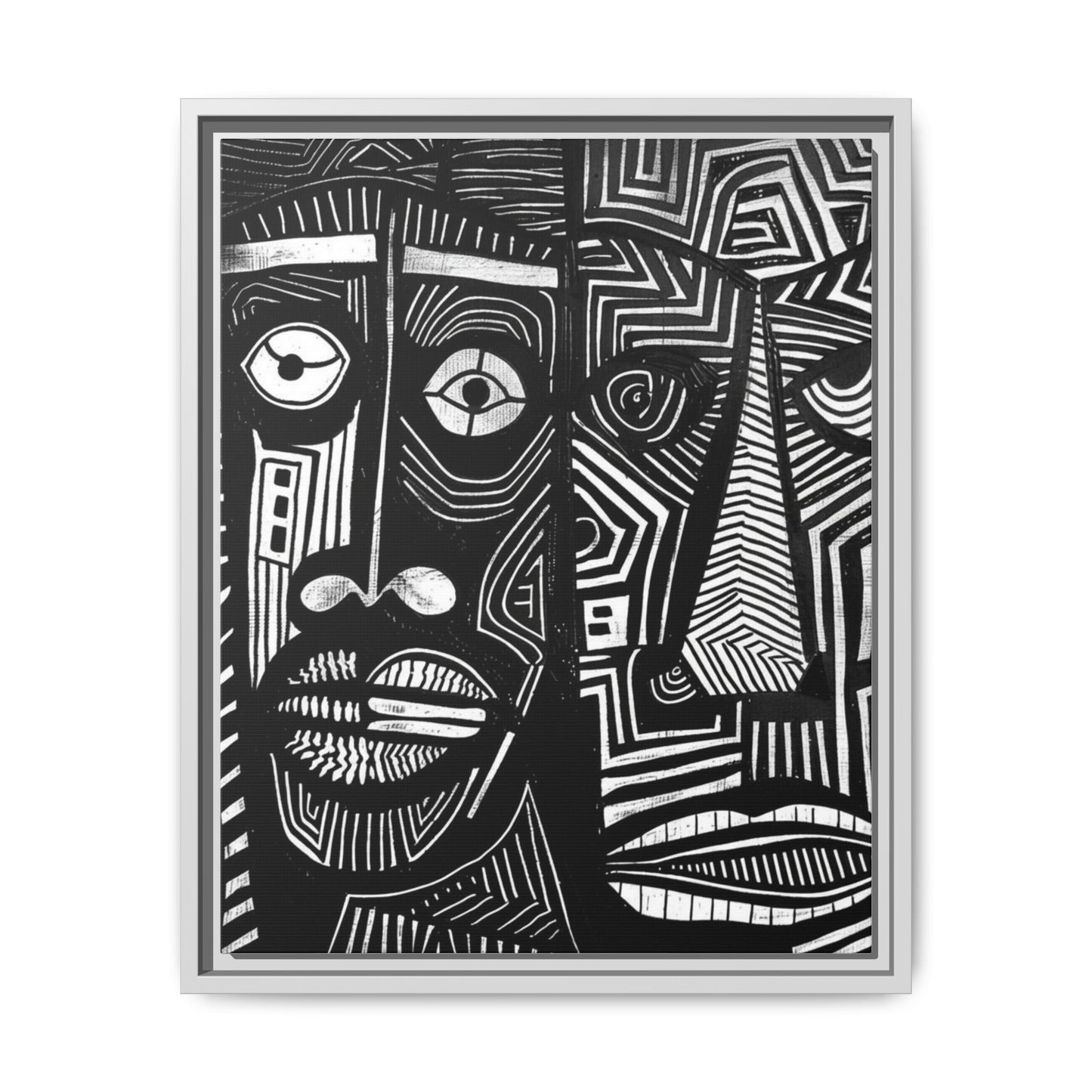 Framed Canvas Print — Abstract Faces No. 2