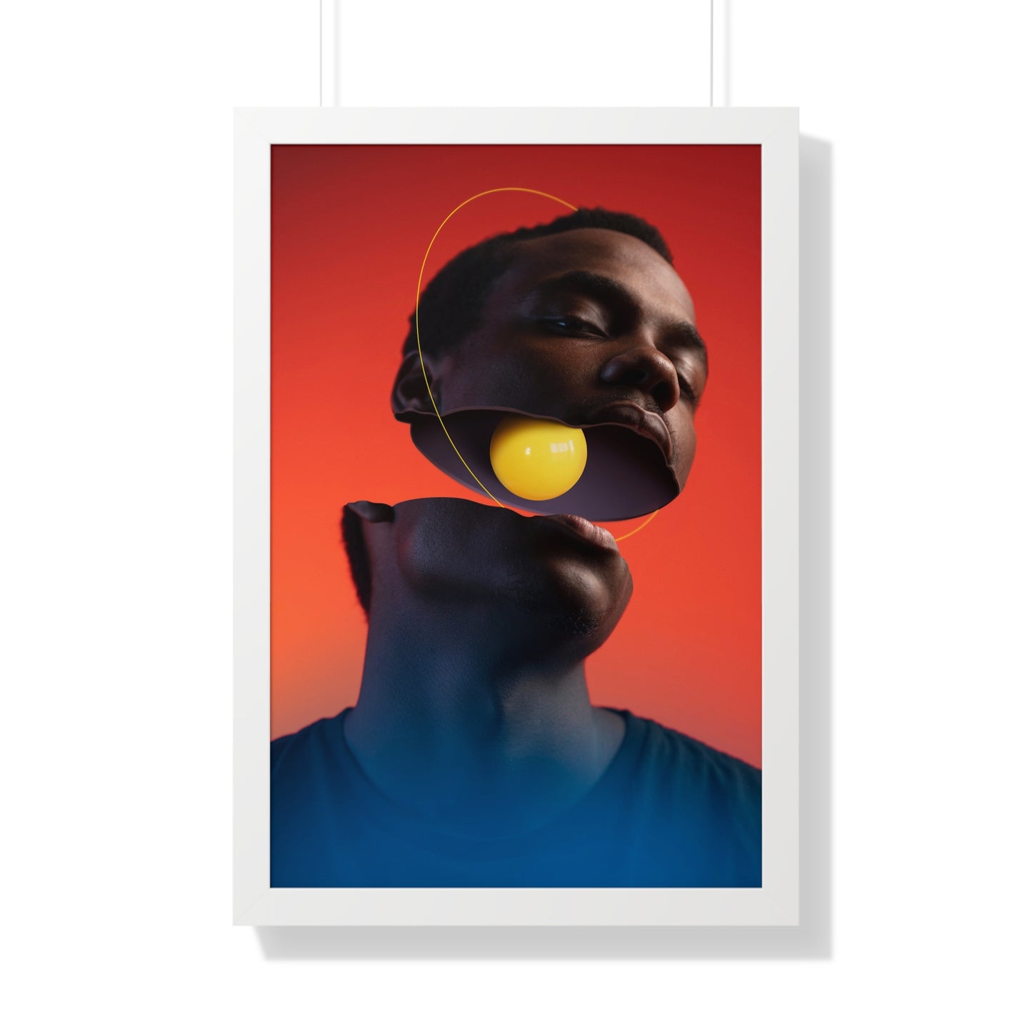 Framed Print — Floating Face with Yellow Orb