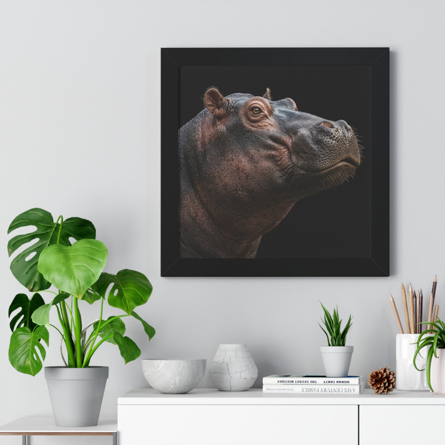 Framed Art Print – Hippopotamus In Colour
