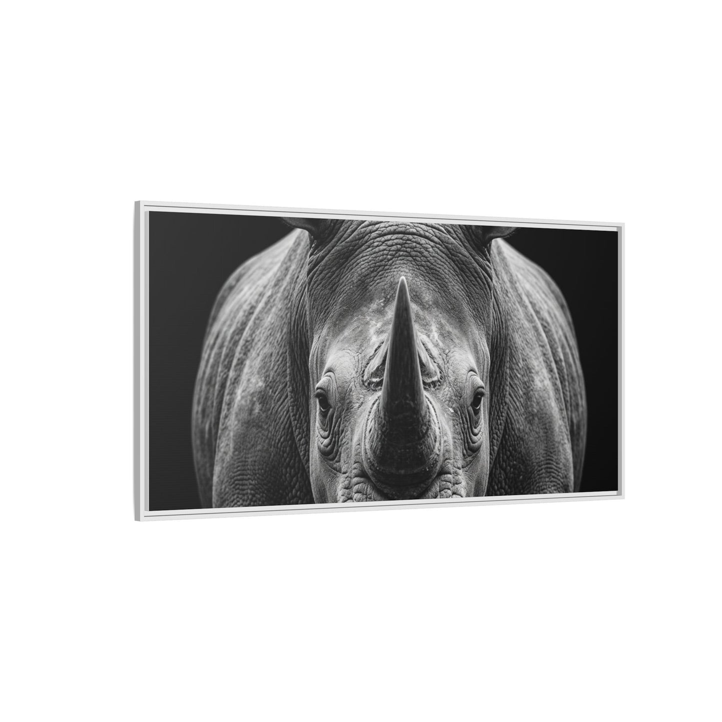 Framed Canvas Print — Rhinoceros In Black