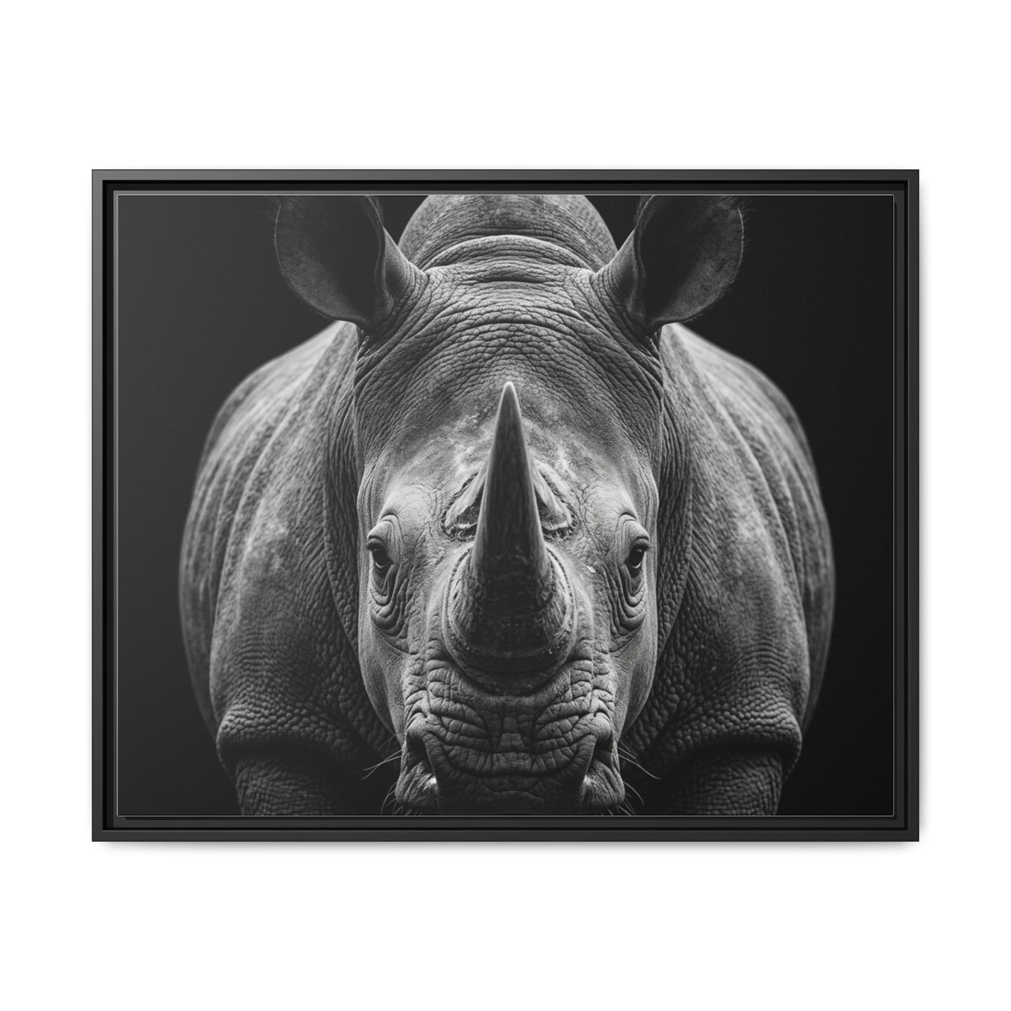 Framed Canvas Print — Rhinoceros In Black