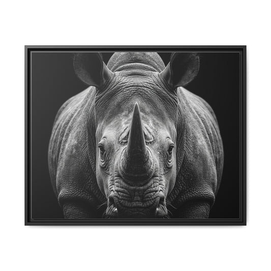 Framed Canvas Print — Rhinoceros In Black