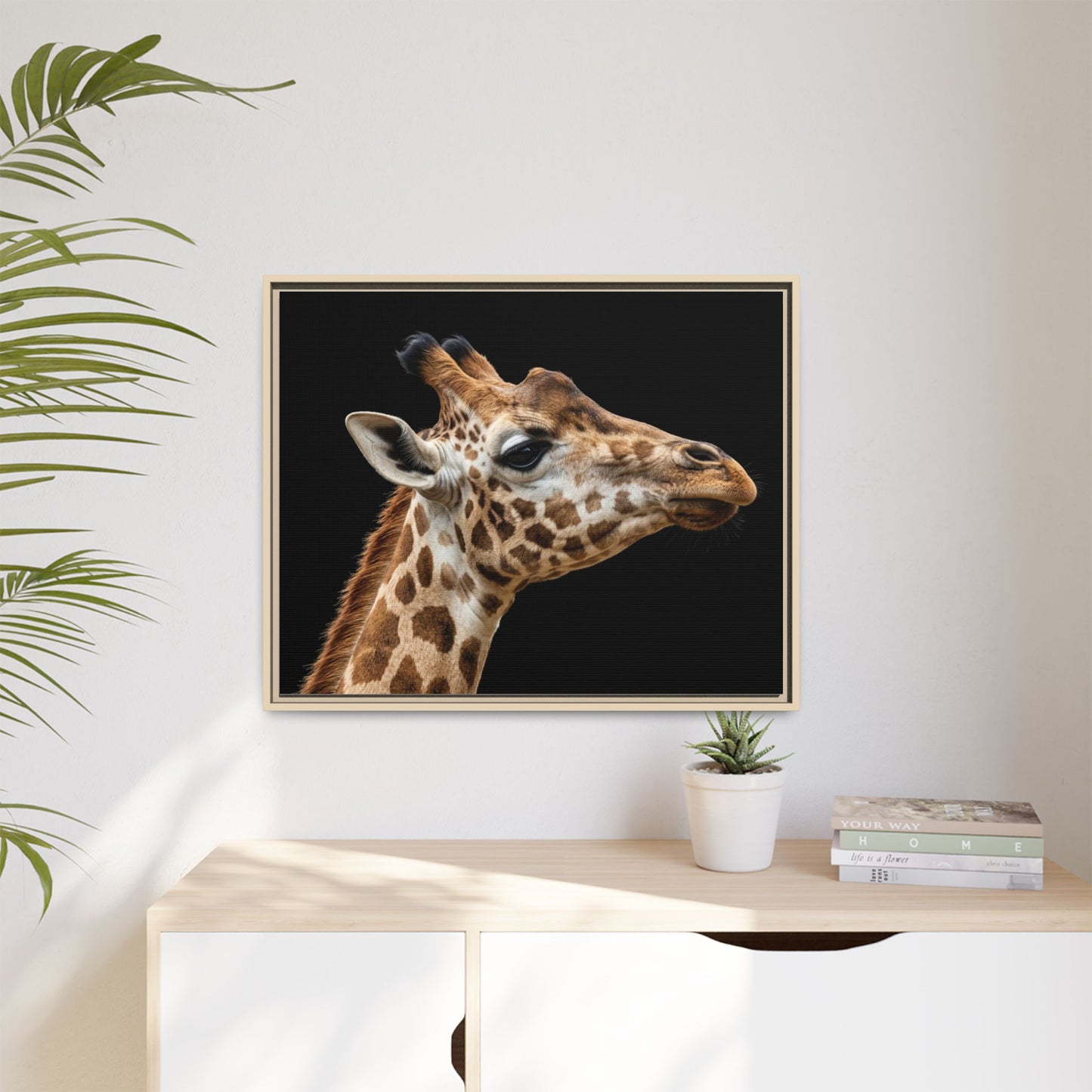 Framed Canvas Print — Giraffe In Colour