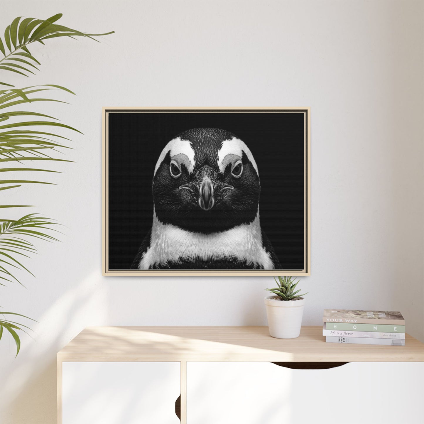 Framed Canvas Print — Afrikan Penguin In Black