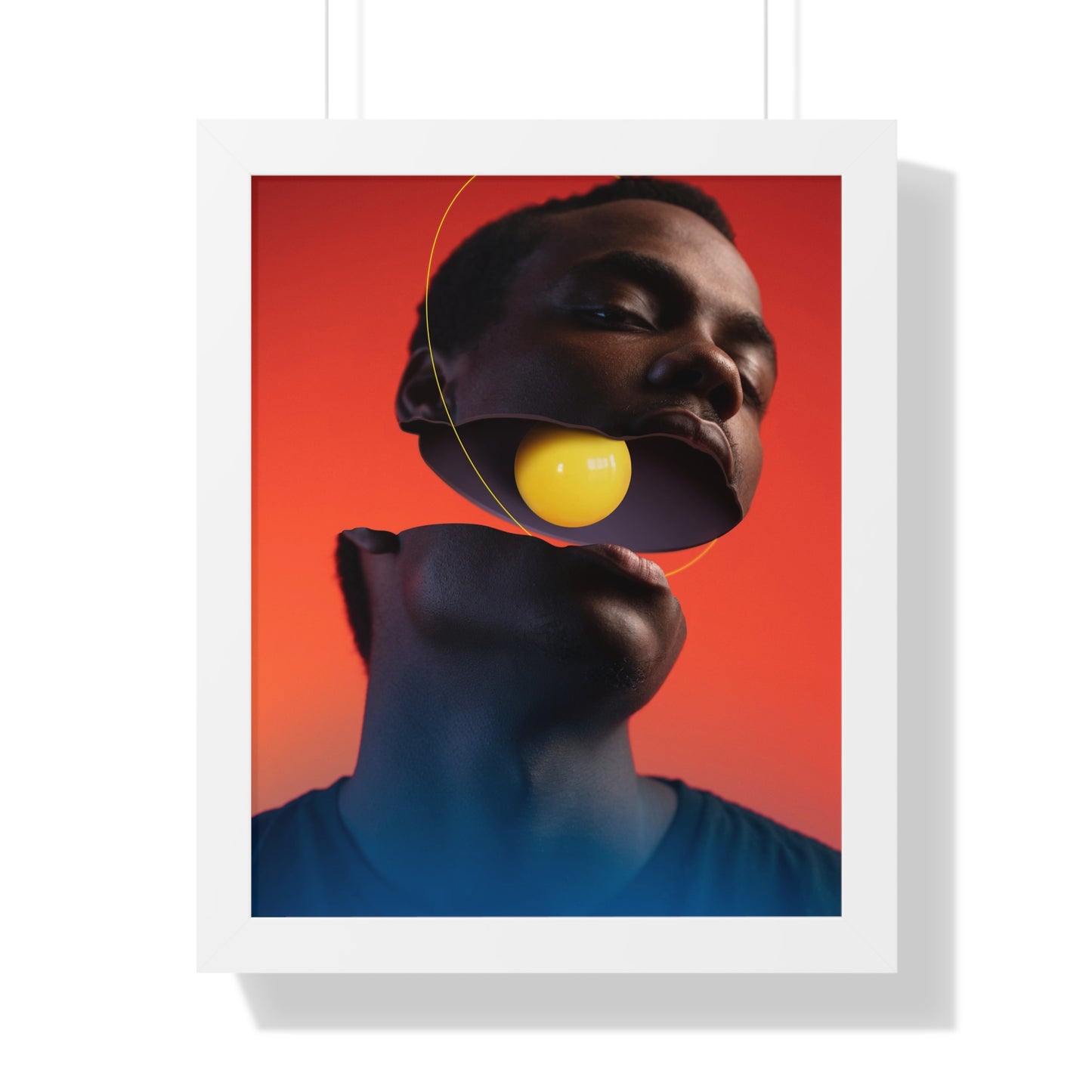 Framed Print — Floating Face with Yellow Orb