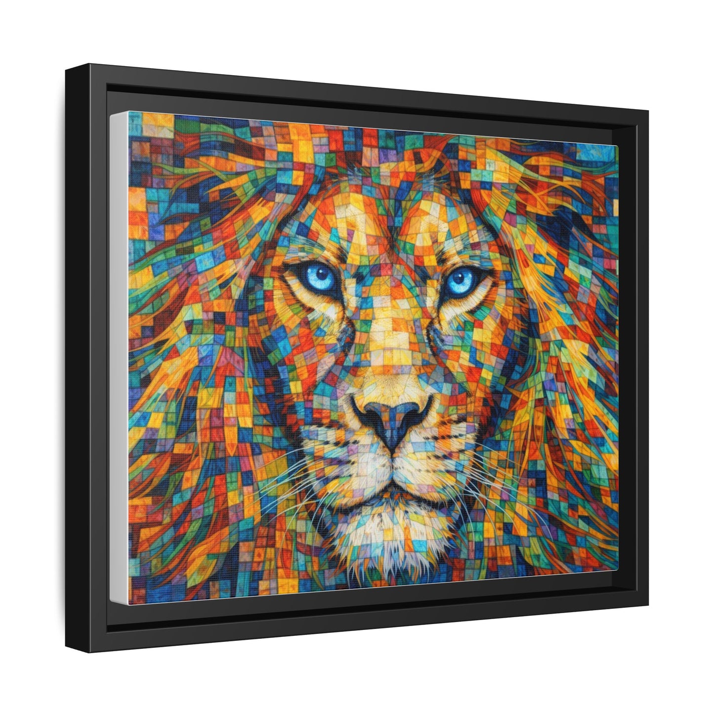 Framed Canvas Print — Lion's Gaze