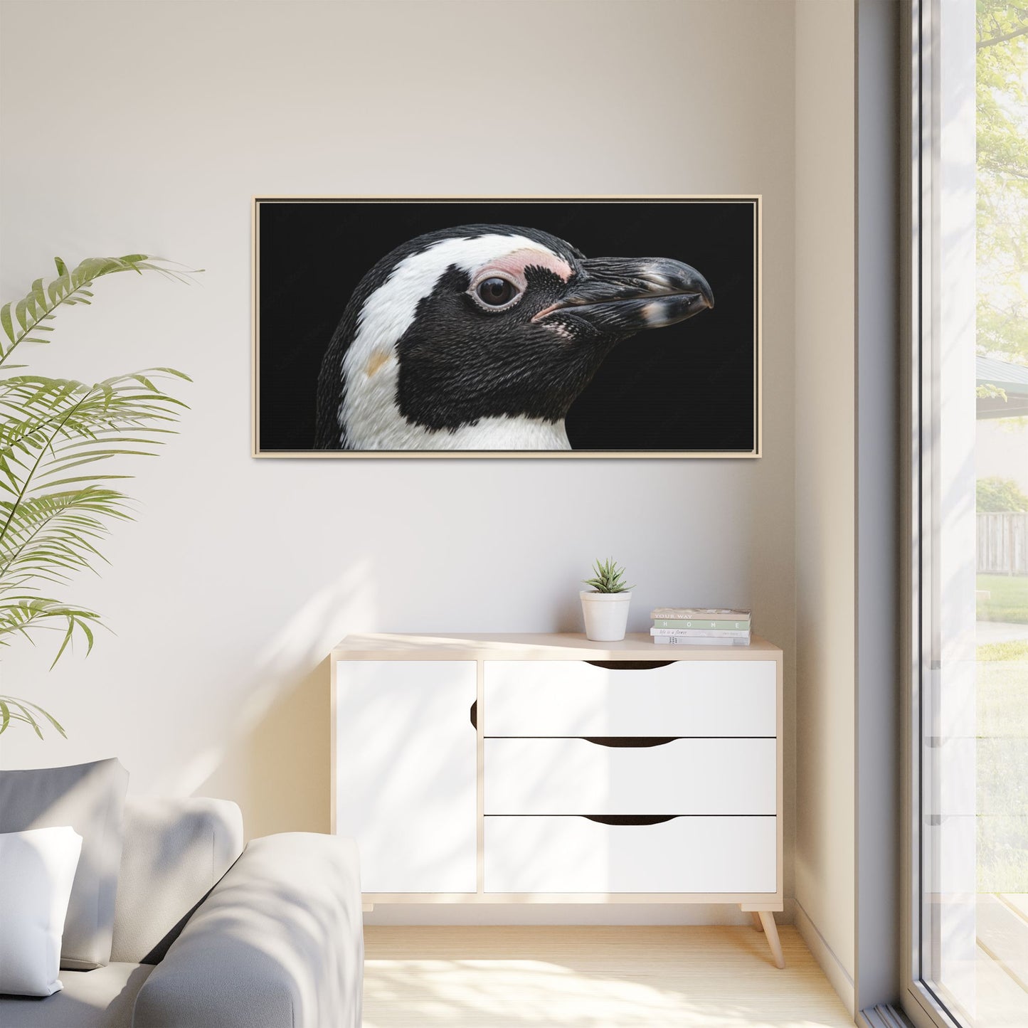 Framed Canvas Print — Afrikan Penguin In Colour