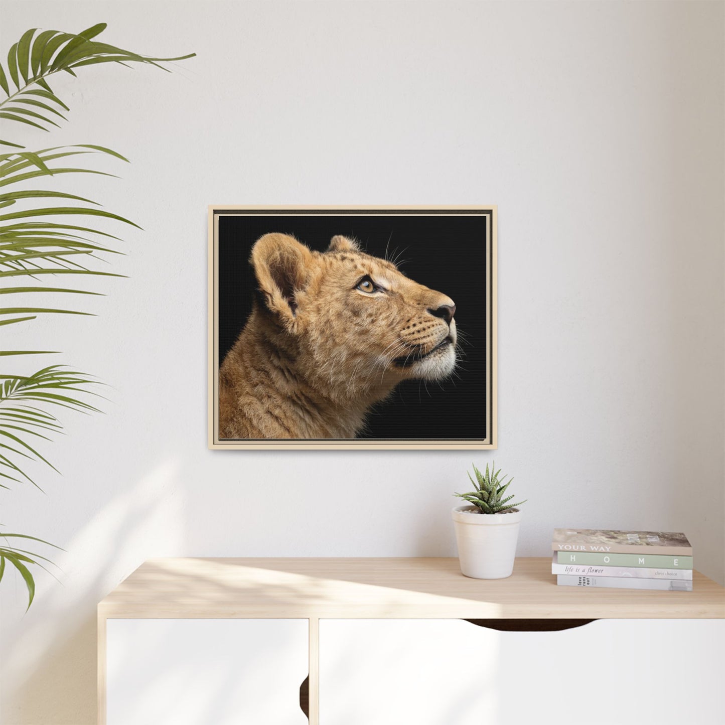 Framed Canvas Print — Lion Cub In Colour