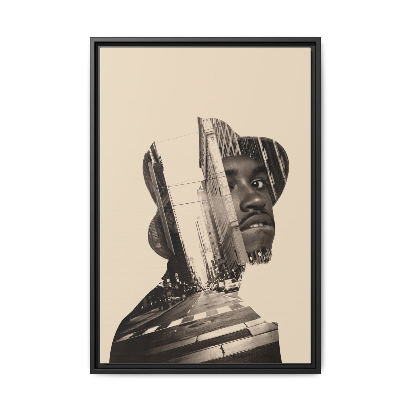 Framed Canvas Print — Young Man With Cap