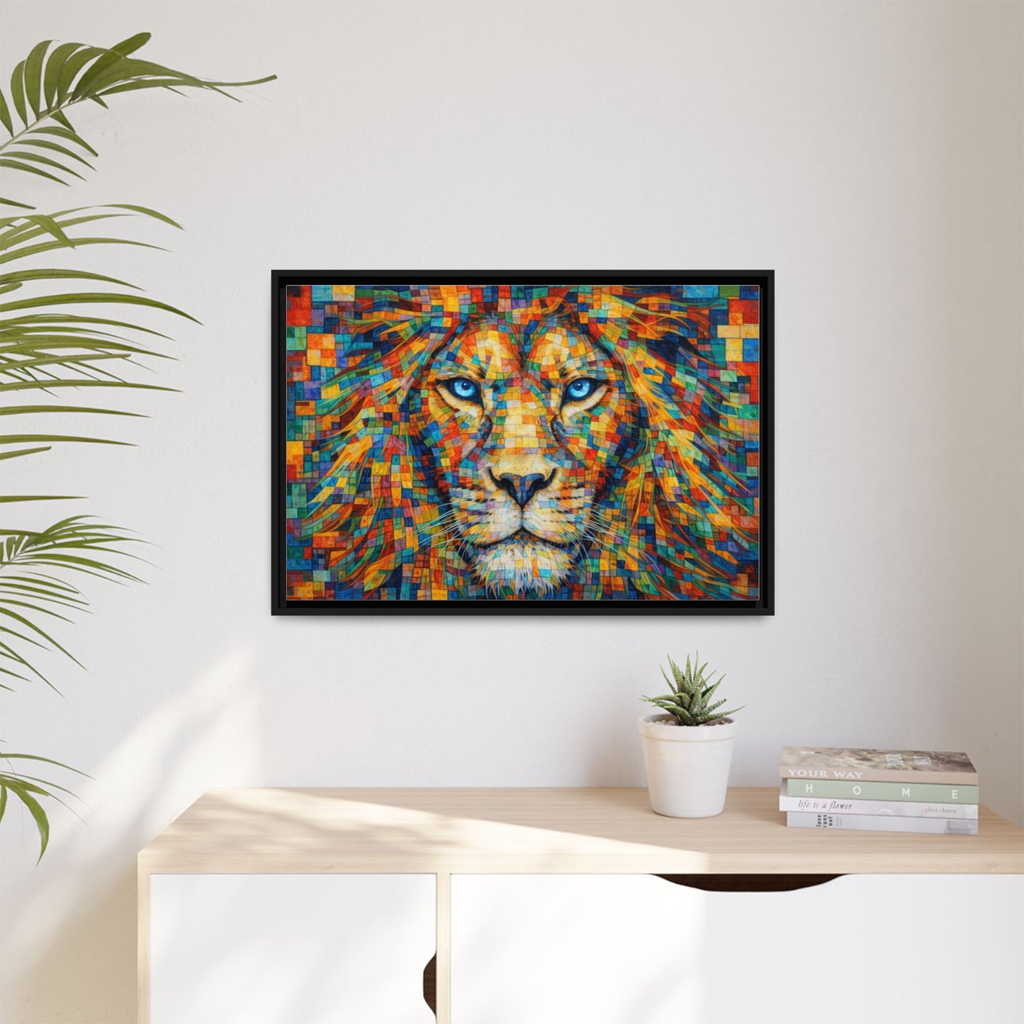 Framed Canvas Print — Lion's Gaze