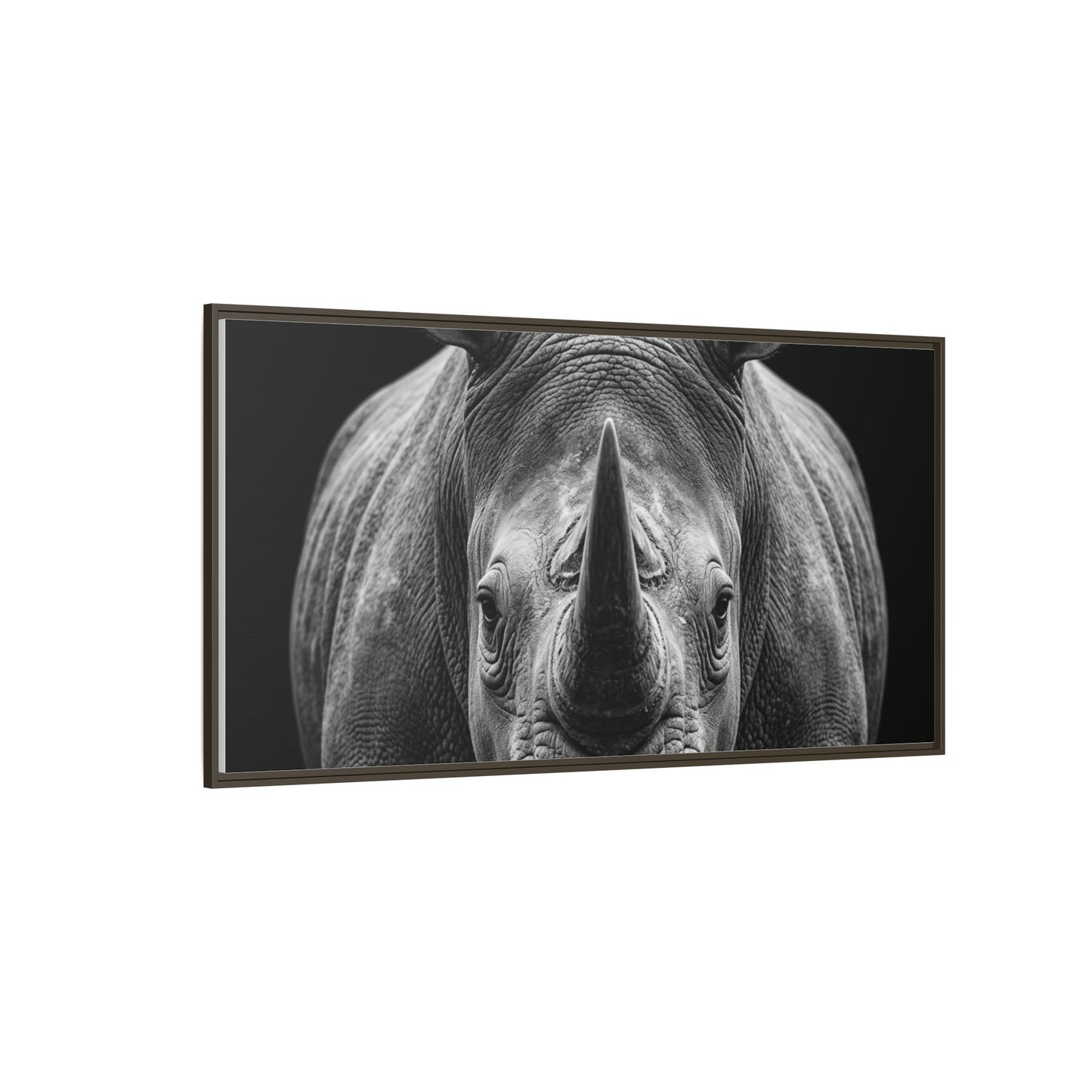 Framed Canvas Print — Rhinoceros In Black