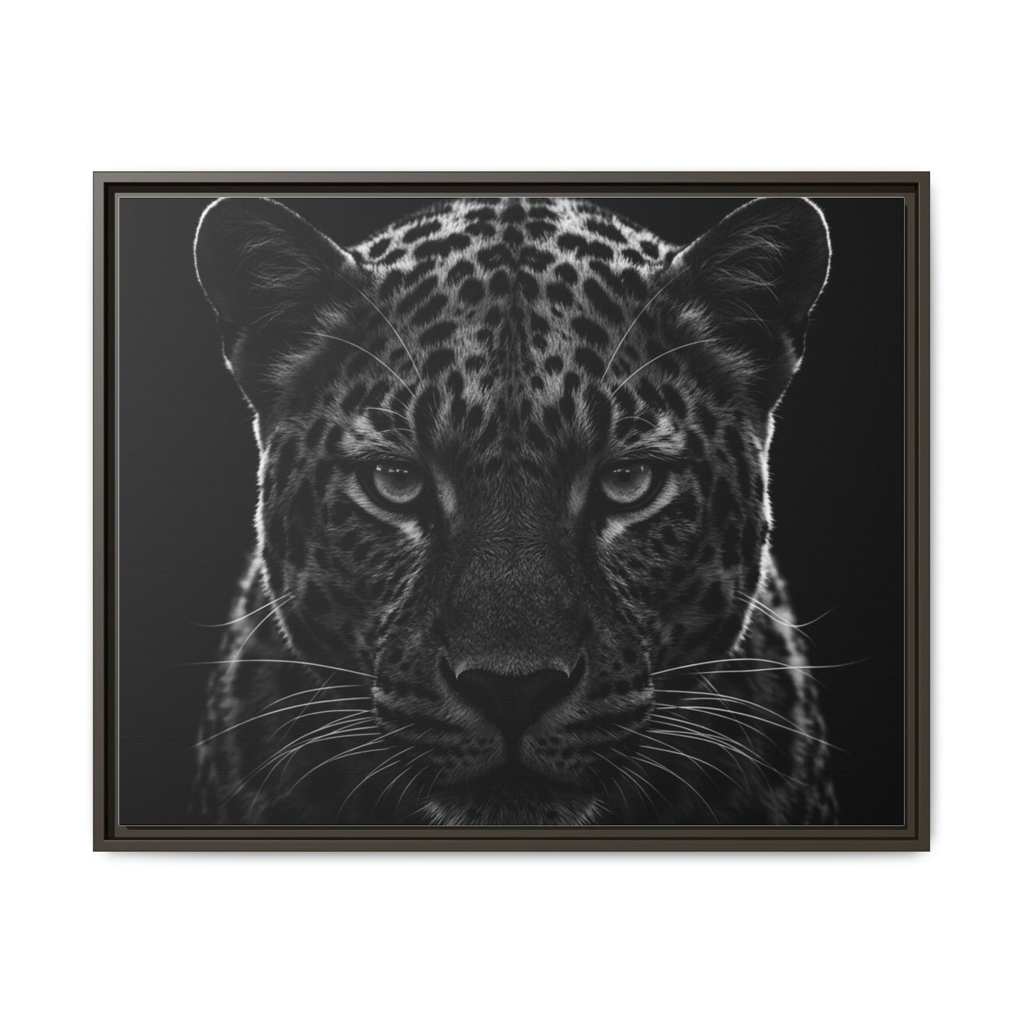 Framed Canvas Print — Leopard In Black