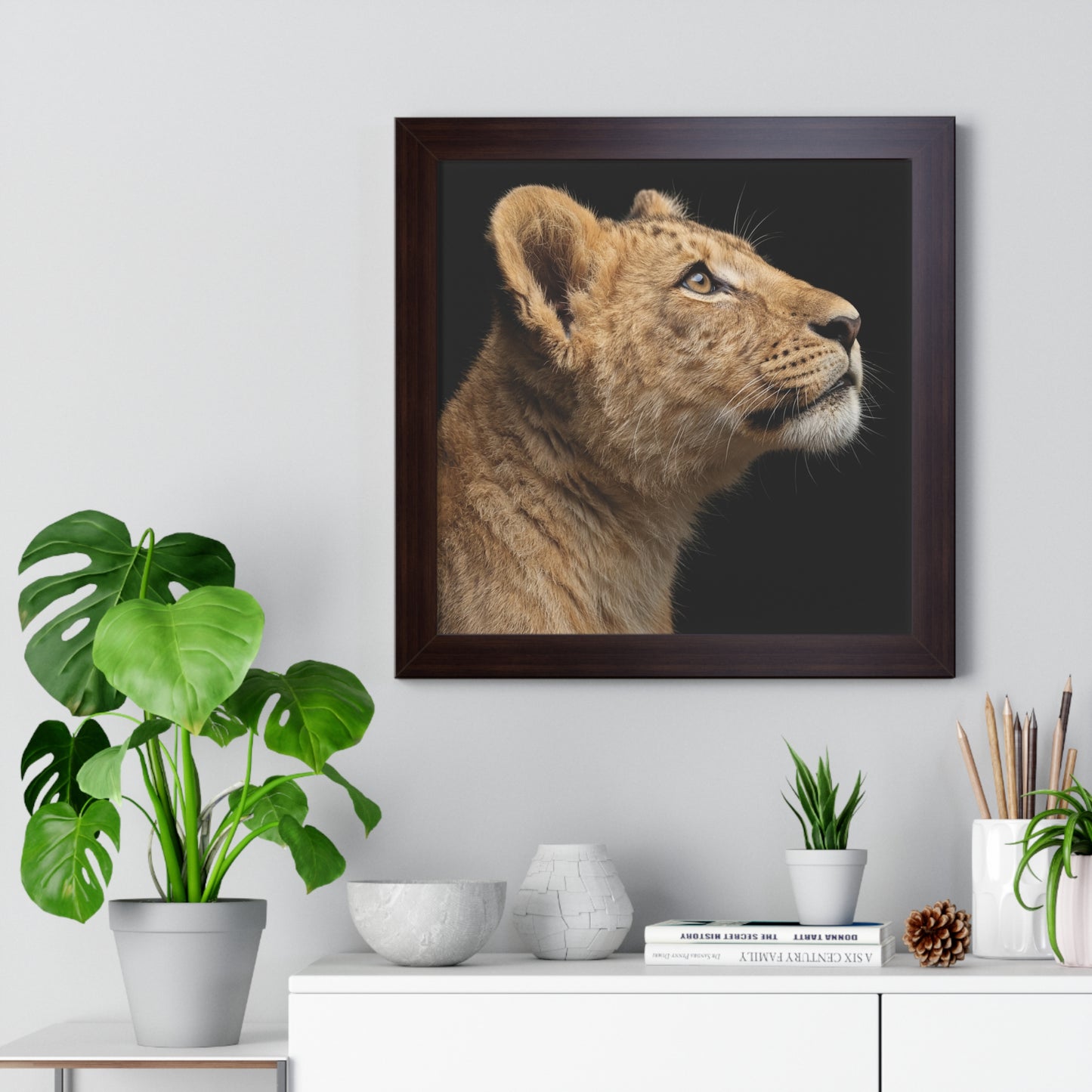 Framed Art Print – Lion Cub In Colour