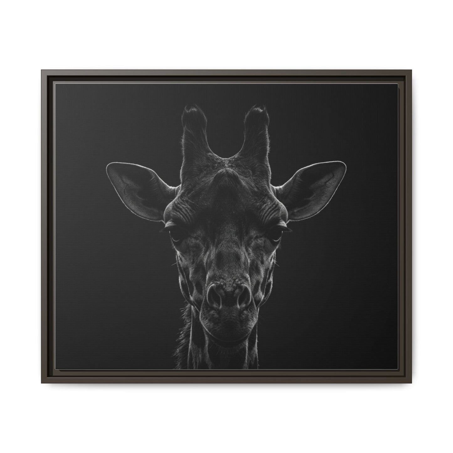 Framed Canvas Print — Giraffe In Black