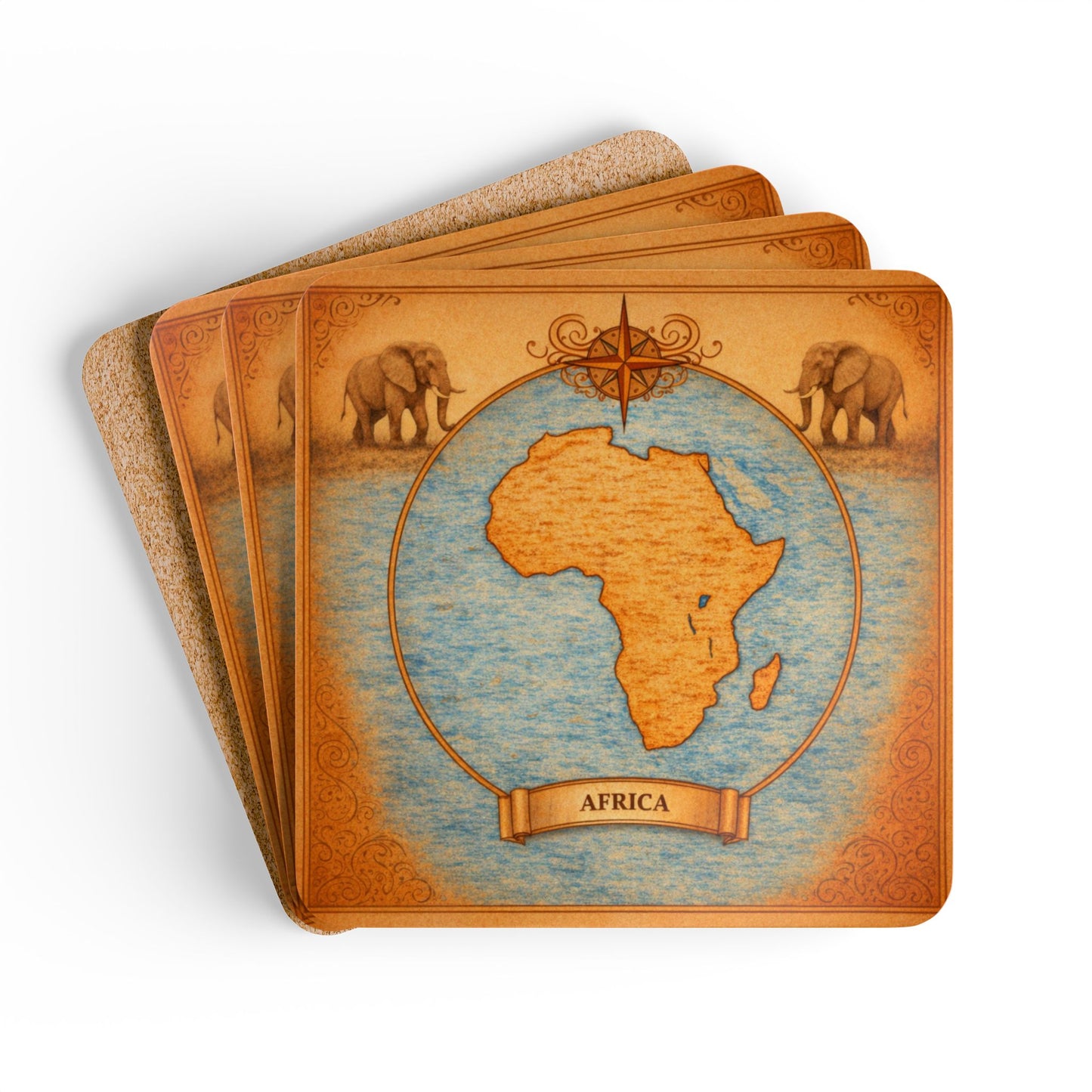 Coaster Set — Cartography Afrika - Elephant