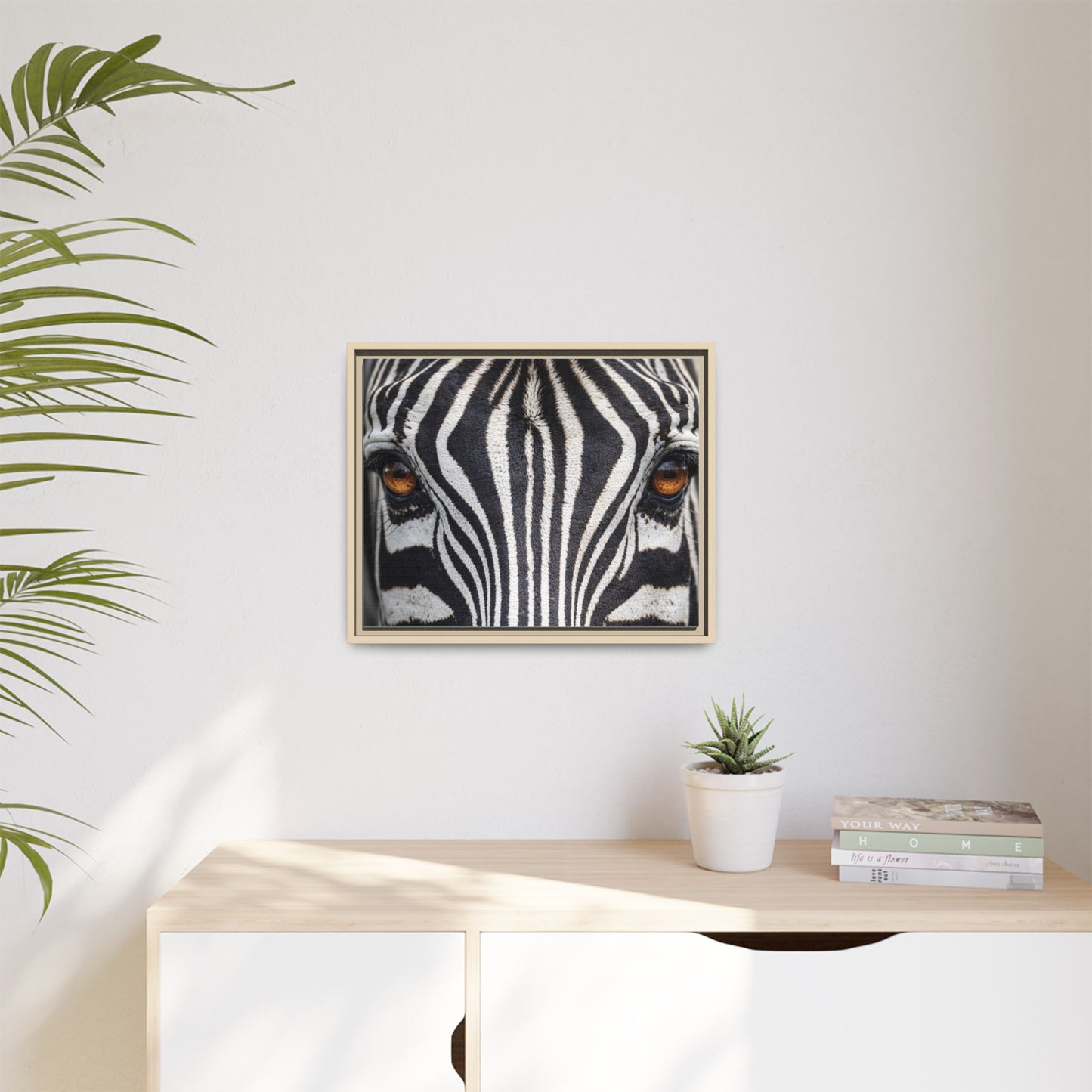 Framed Canvas Print — Zebra Gaze