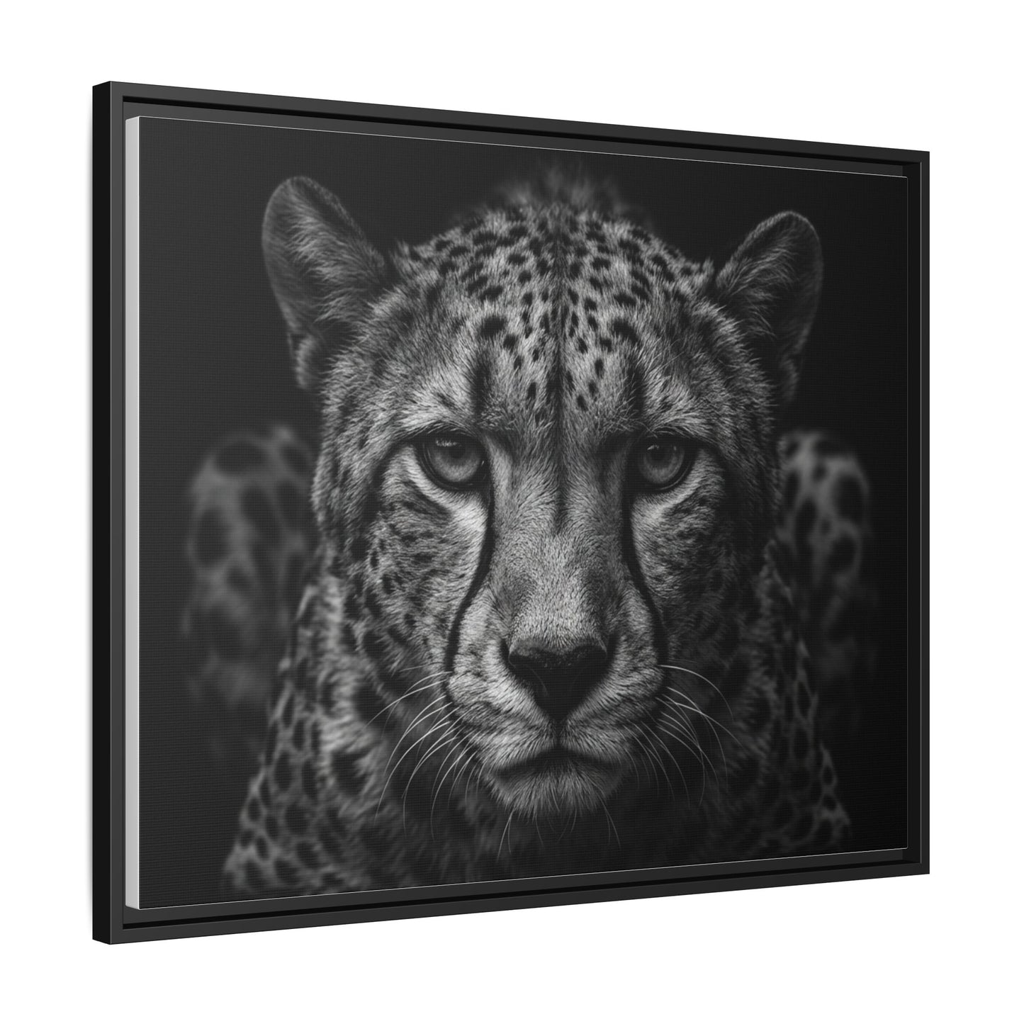 Framed Canvas Print — Cheetah In Black