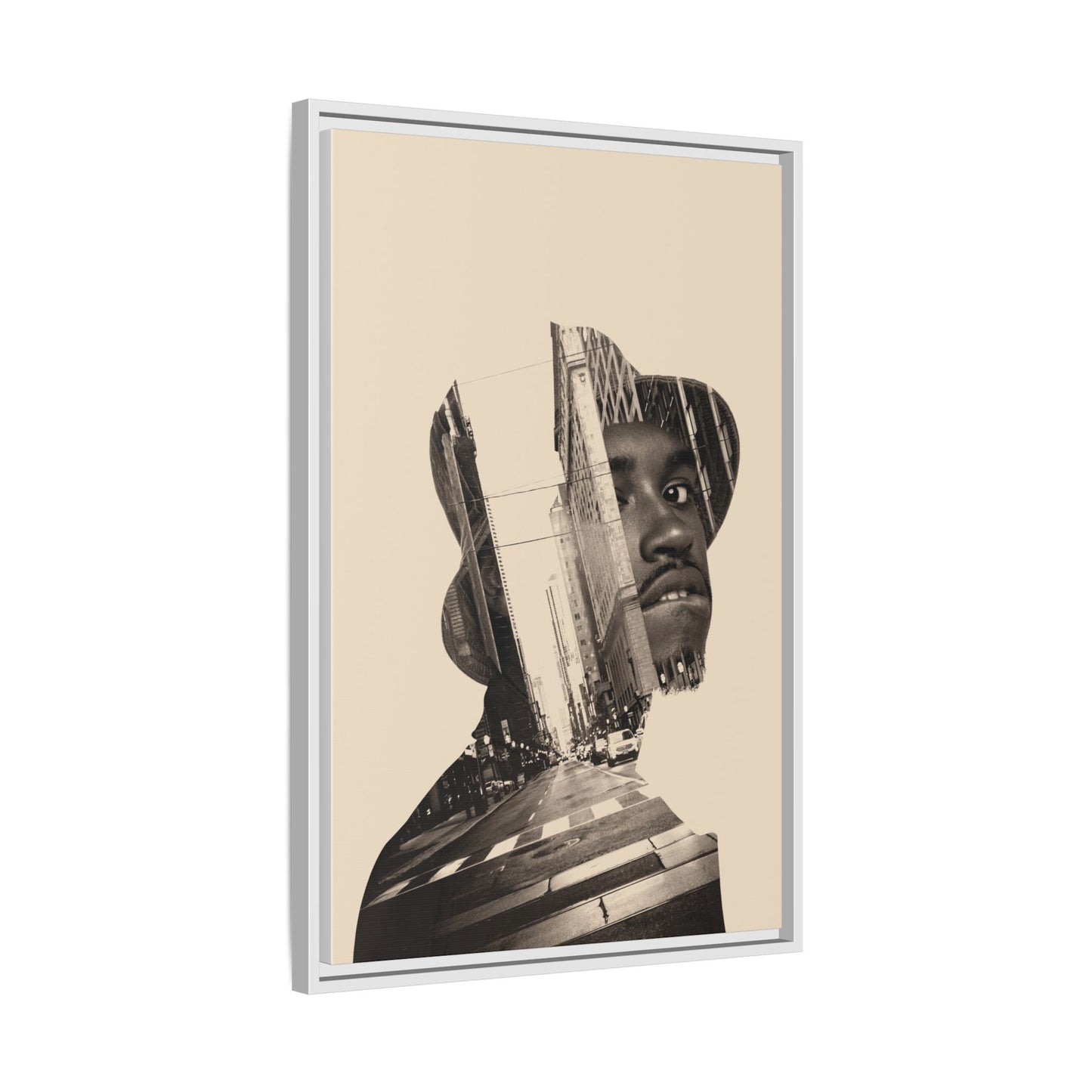 Framed Canvas Print — Young Man With Cap
