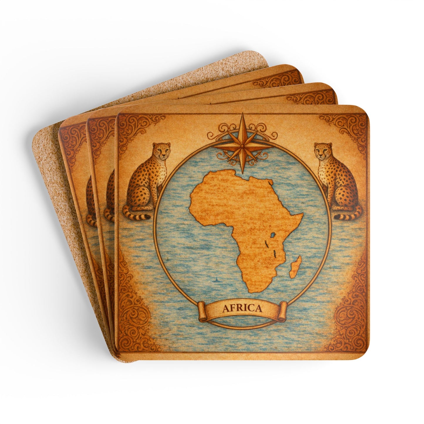 Coaster Set — Cartography Afrika - Leopard