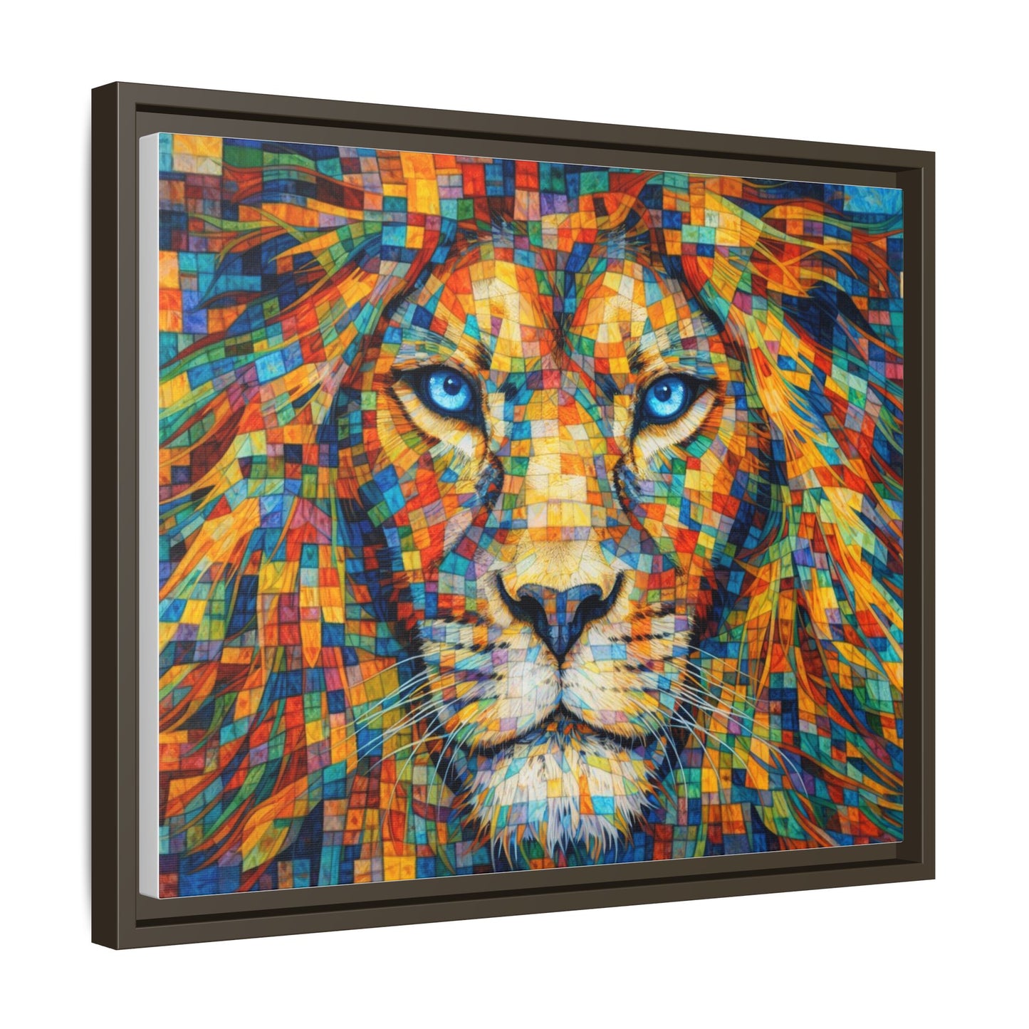 Framed Canvas Print — Lion's Gaze