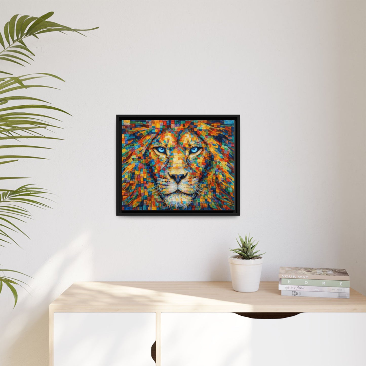 Framed Canvas Print — Lion's Gaze