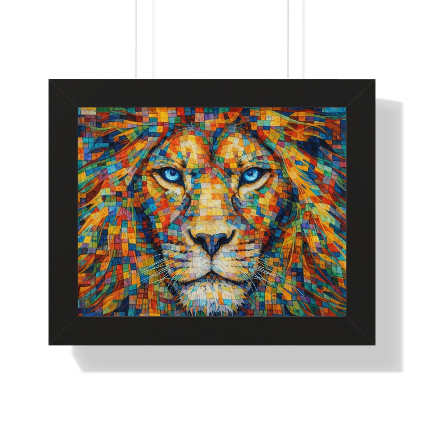 Framed Art Print – Lion Cubism