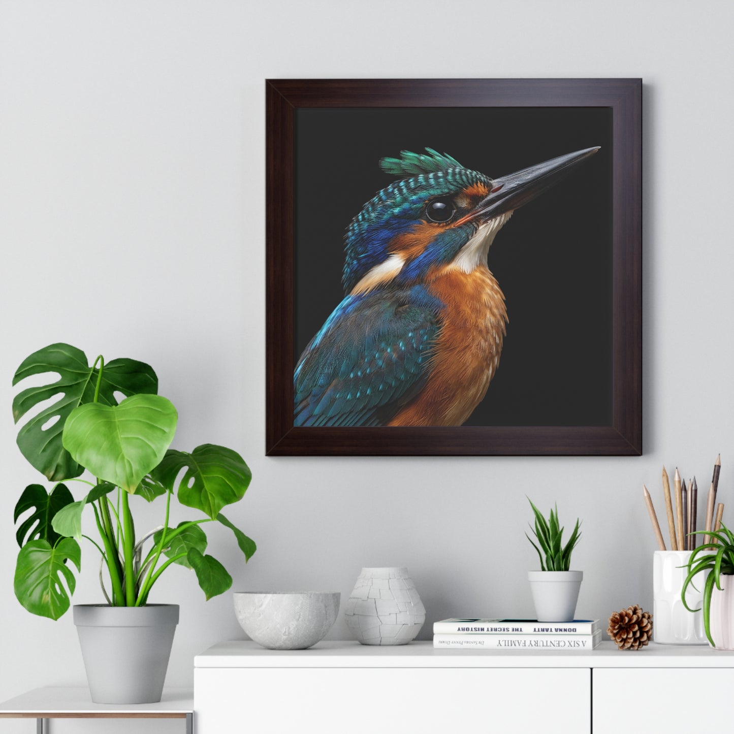 Framed Art Print – Malachite Kingfisher In Colour
