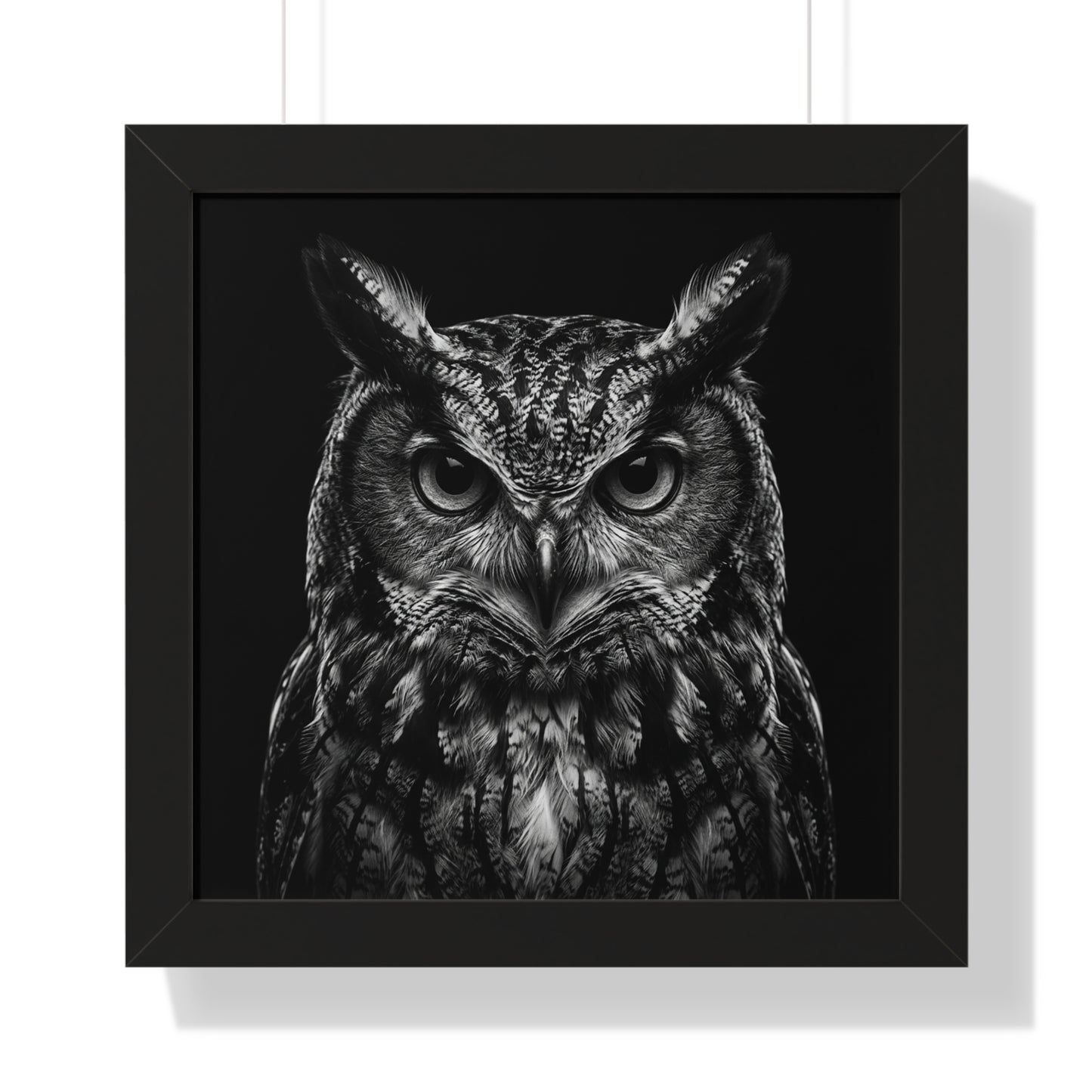Framed Art Print – Scops Owl In Black