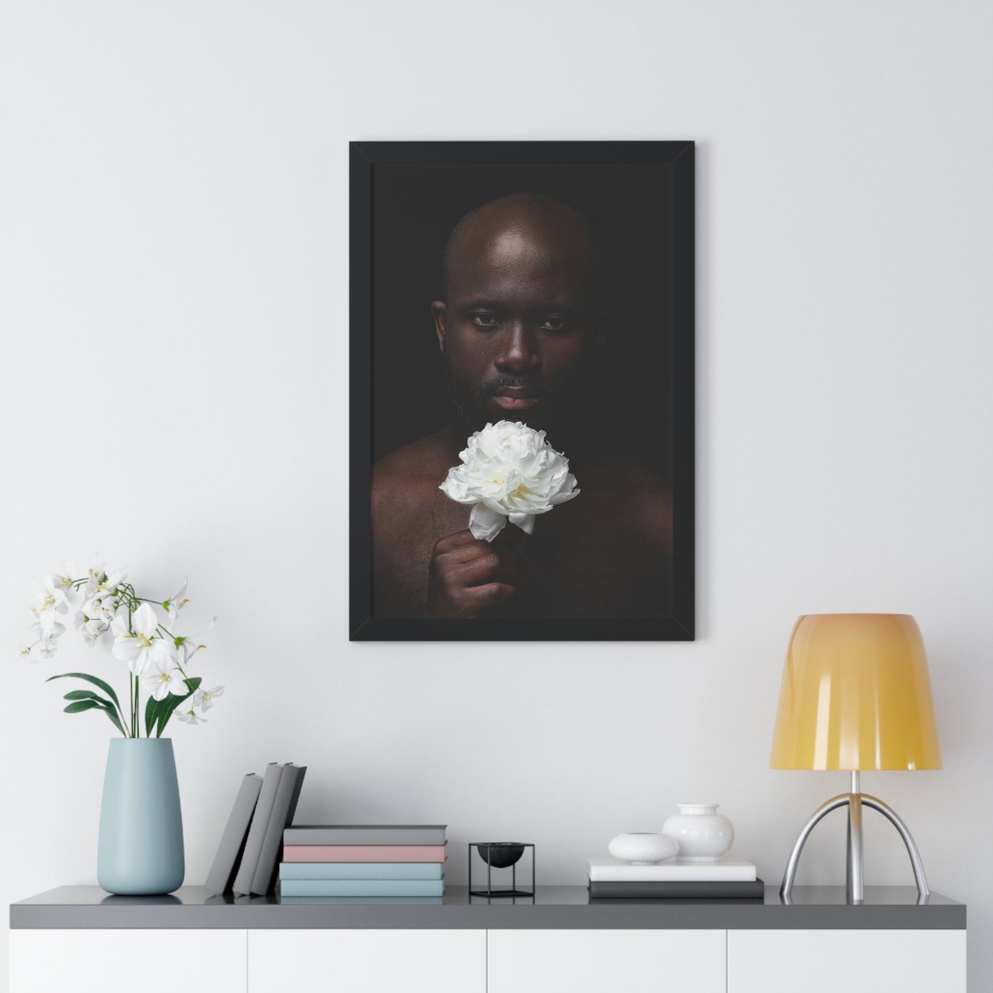 Framed Print — Portrait of Man with Flower No. 1