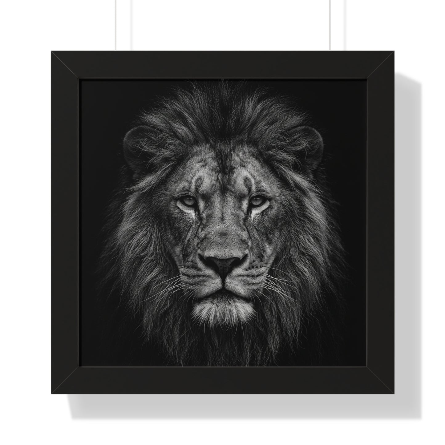 Framed Art Print – Lion In Black Portrait