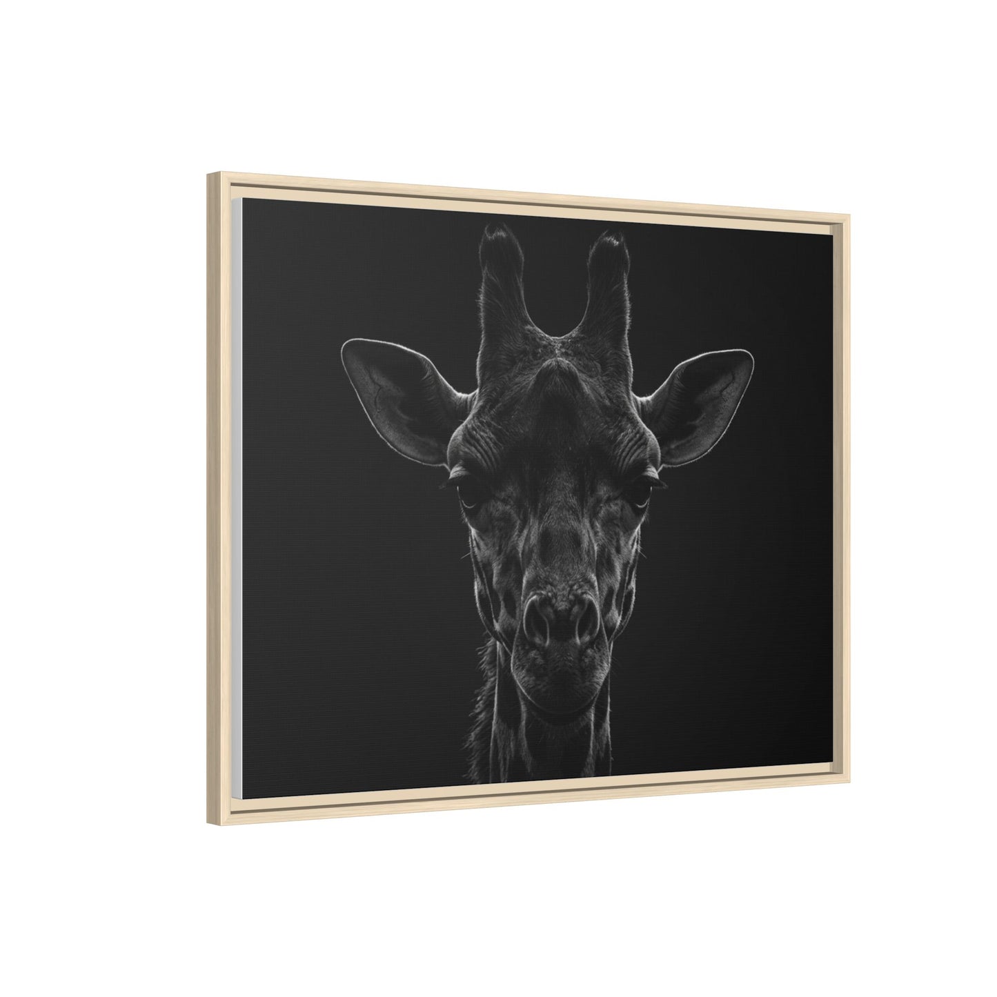 Framed Canvas Print — Giraffe In Black