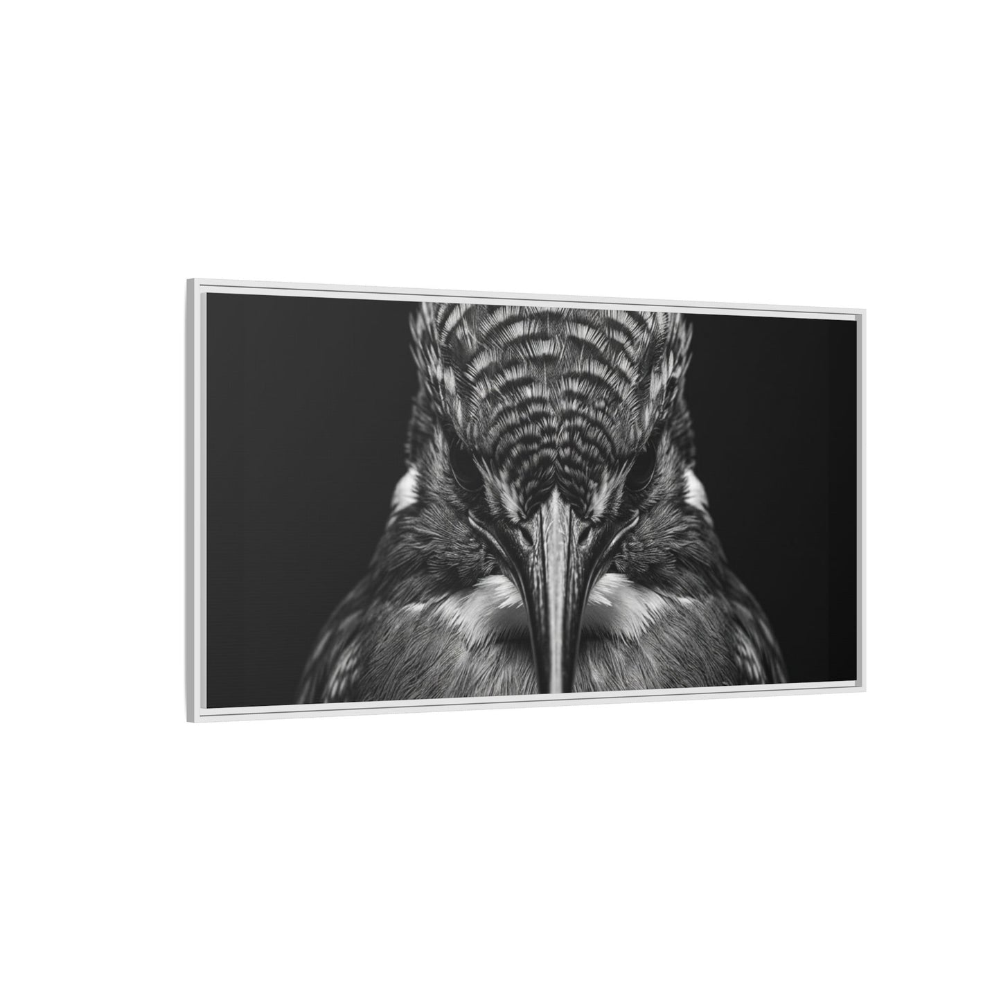 Framed Canvas Print — Malachite Kingfisher In Black