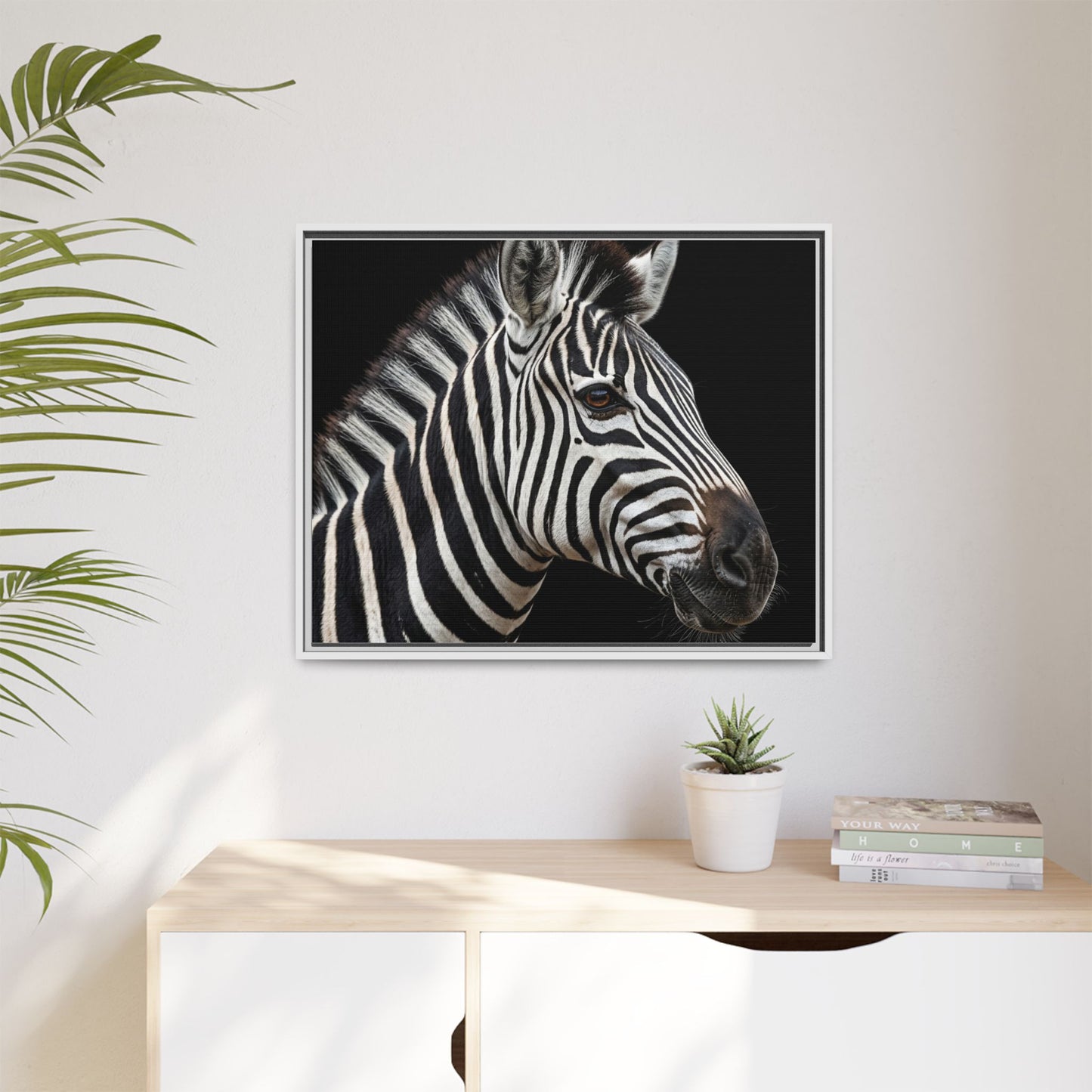 Framed Canvas Print — Zebra In Colour