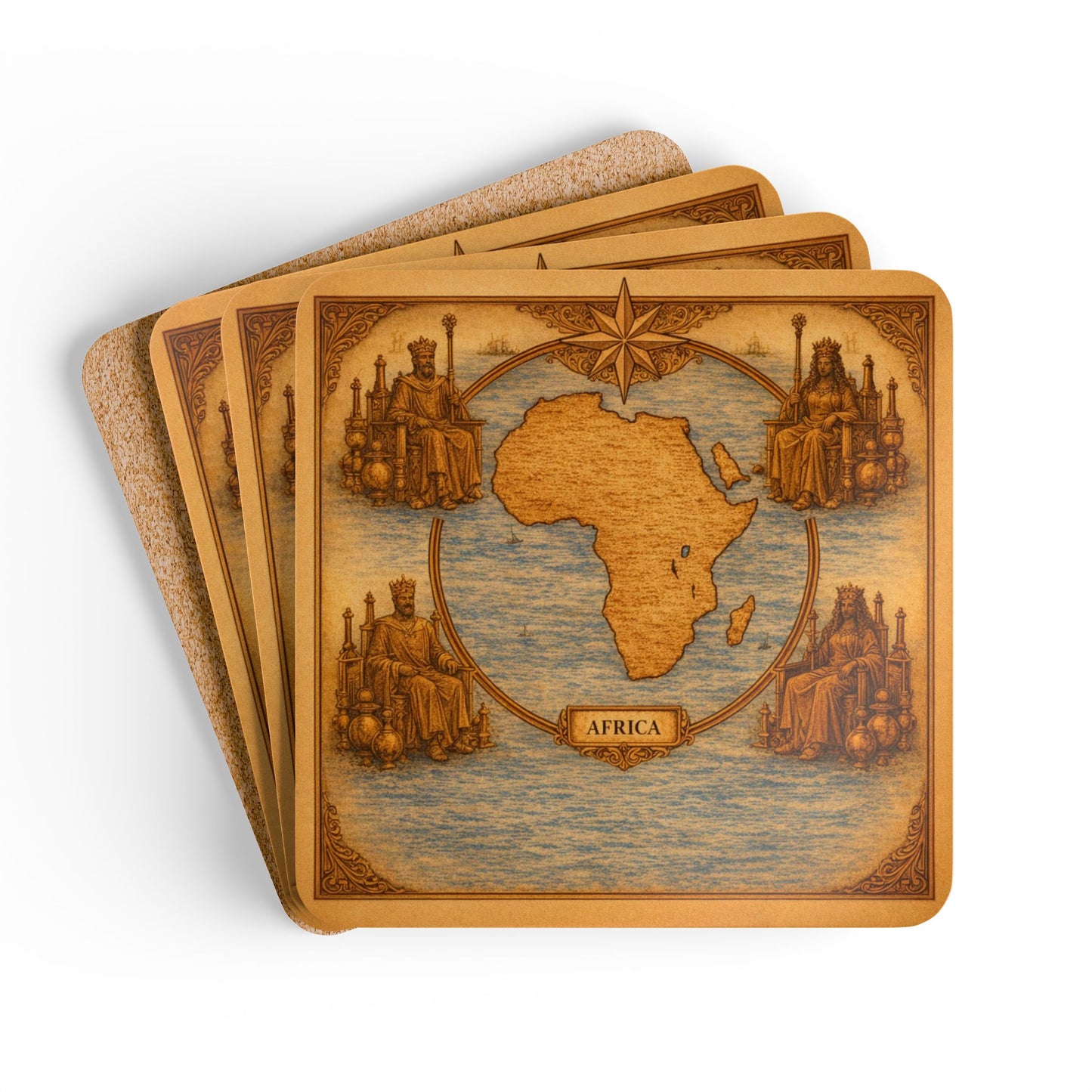 Coaster Set — Cartography Afrika - Kings & Queens