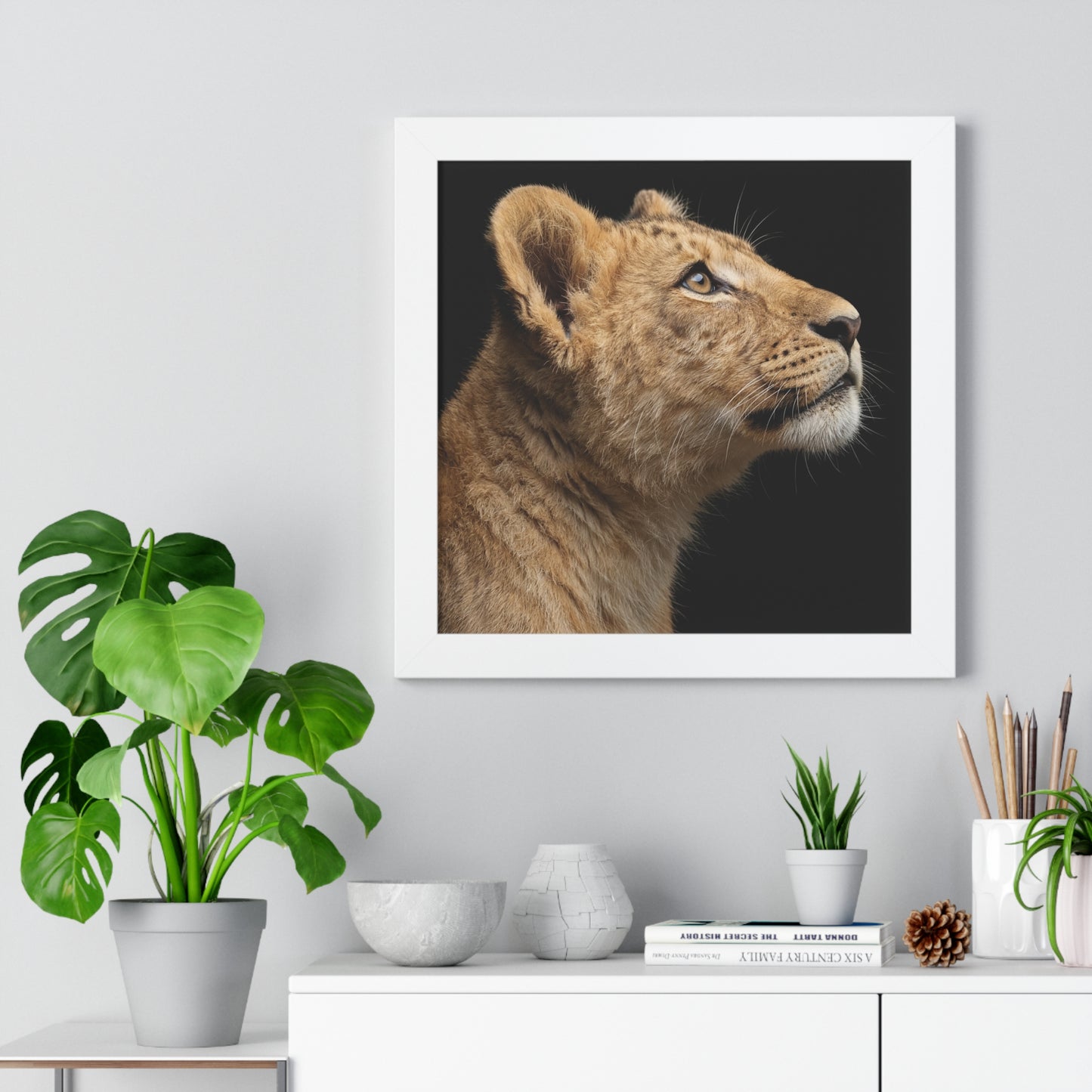 Framed Art Print – Lion Cub In Colour