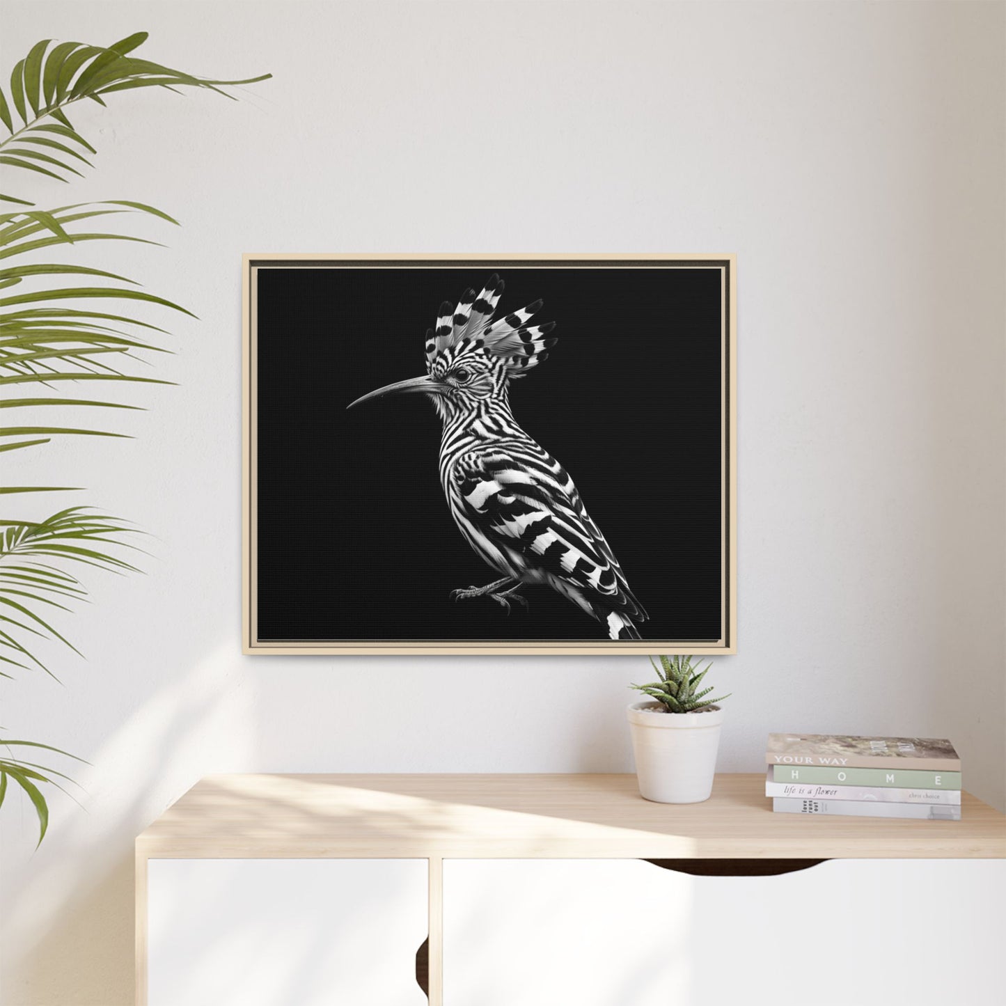 Framed Canvas Print — Afrikan Hoopoe In Black