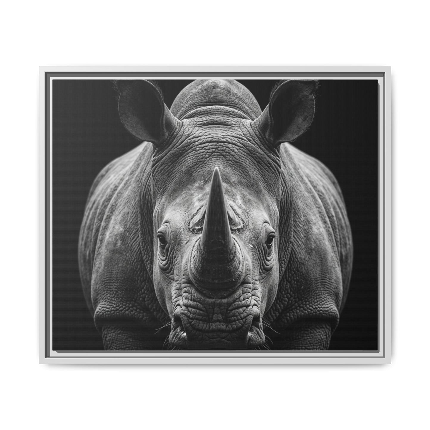 Framed Canvas Print — Rhinoceros In Black