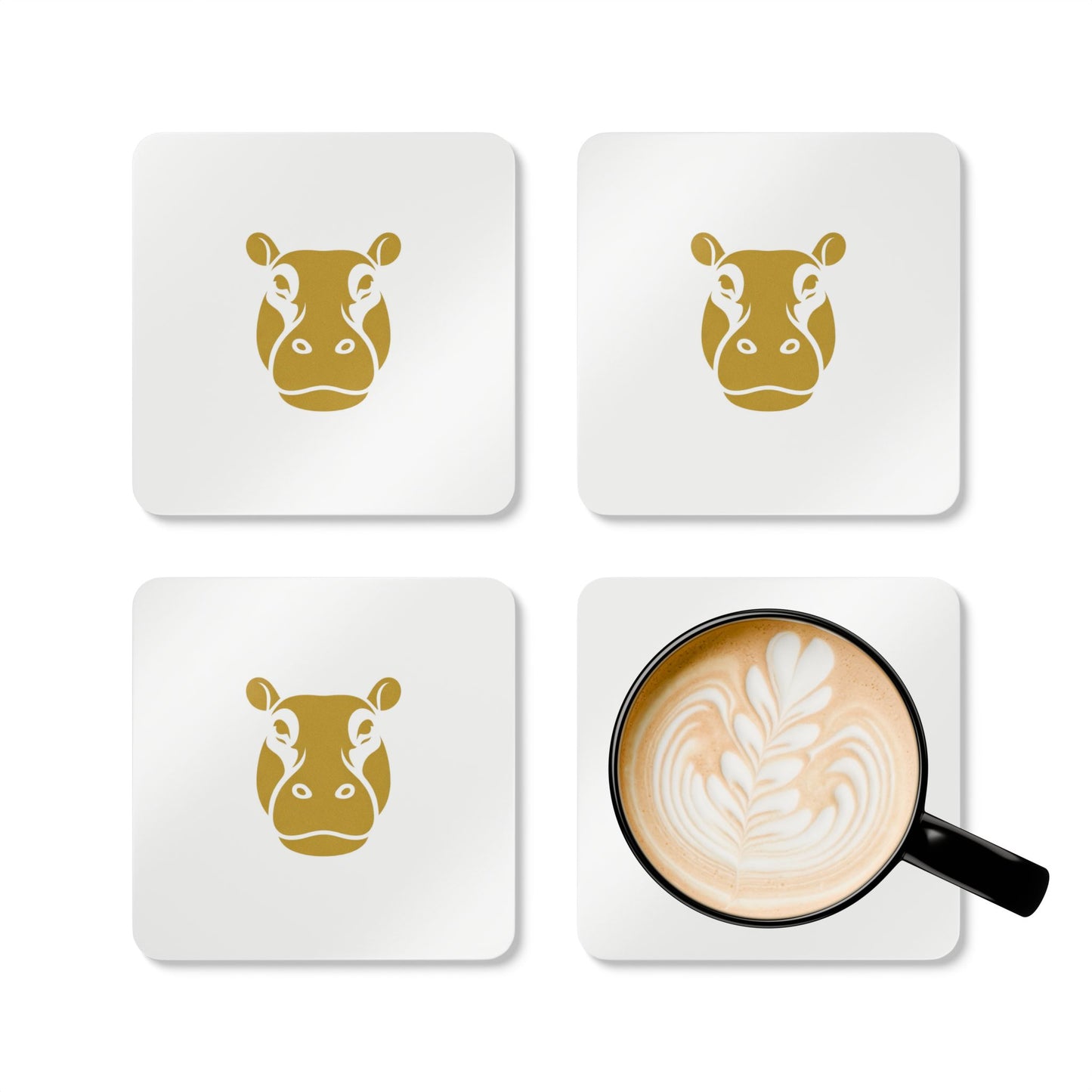 Cork Coaster Set — Hippo