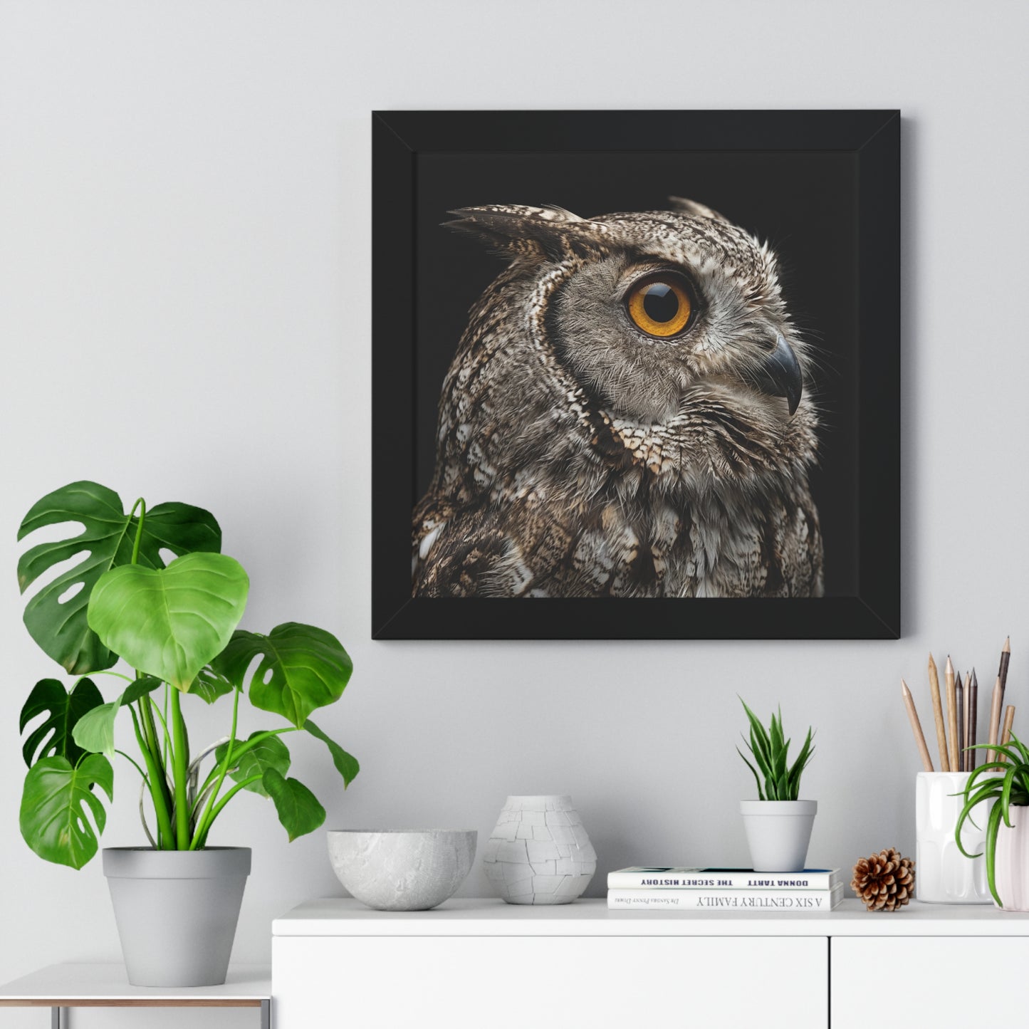 Framed Art Print – Scops Owl In Colour