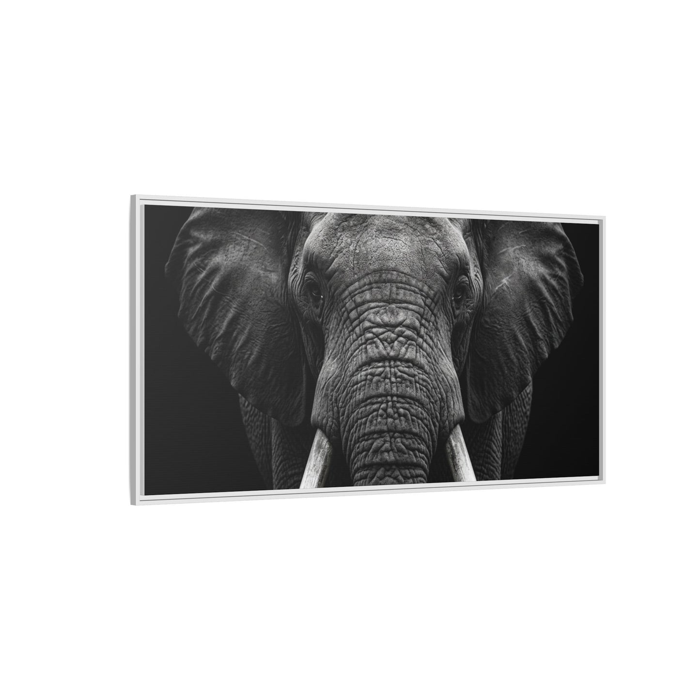 Framed Canvas Print — Elephant In Black