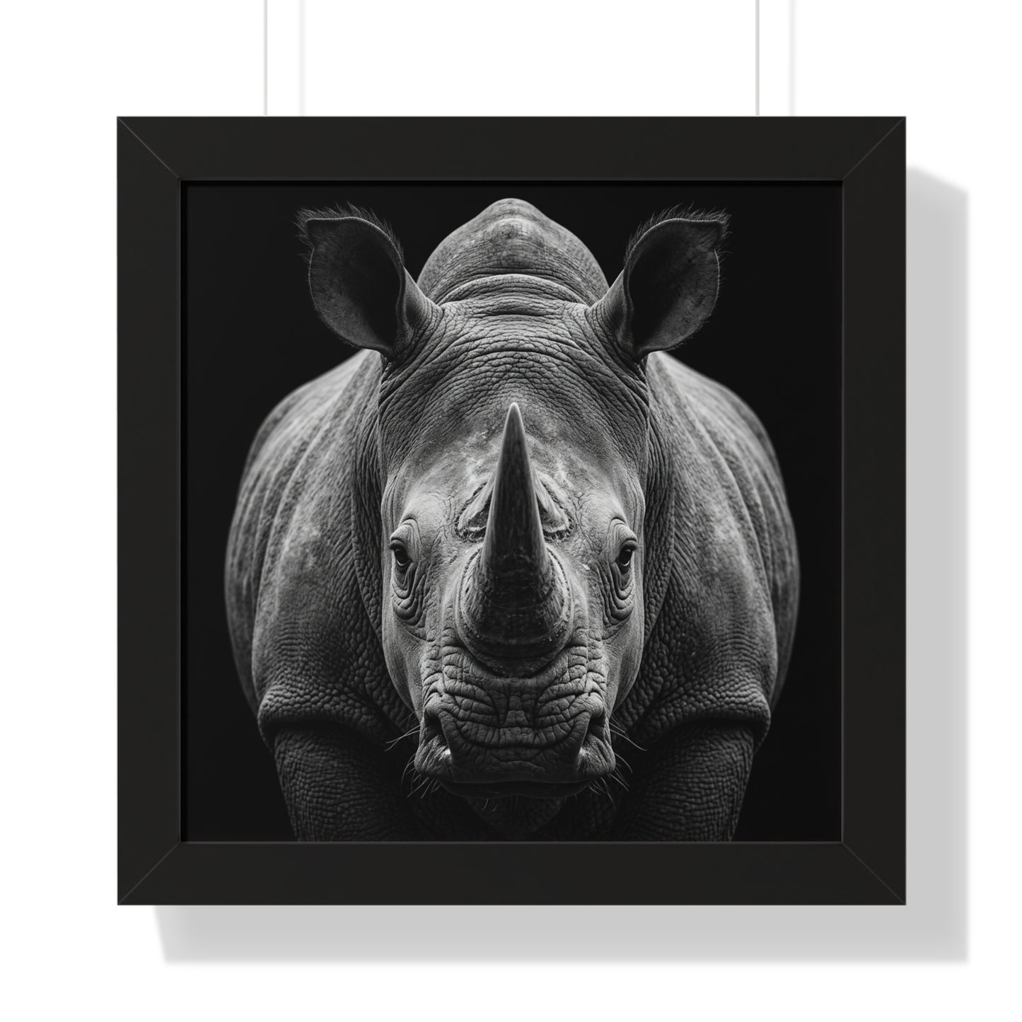 Framed Art Print –  Rhinoceros In Black