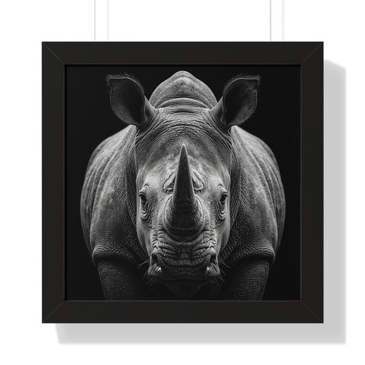 Framed Art Print –  Rhinoceros In Black