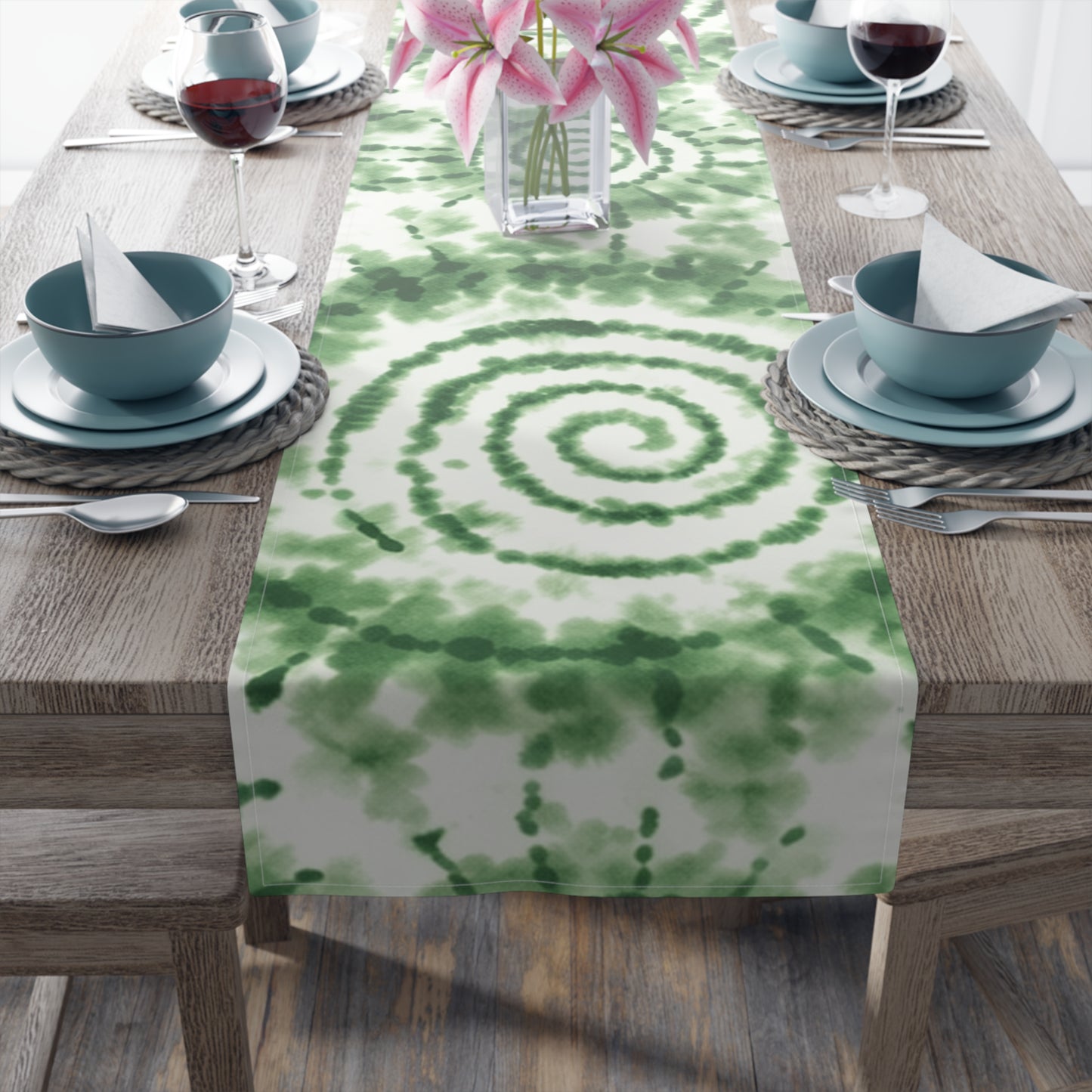 Table Runner — Adire Green