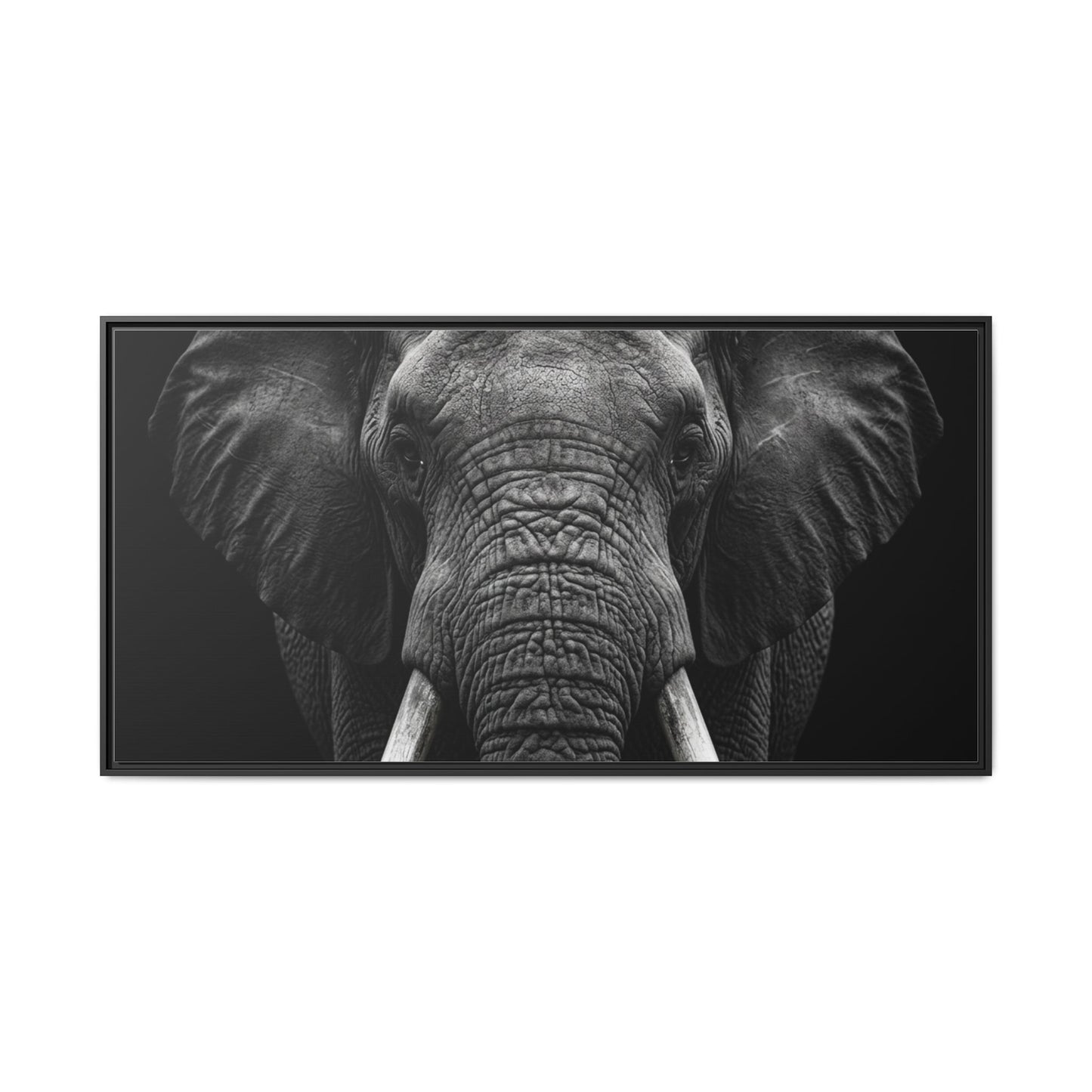 Framed Canvas Print — Elephant In Black