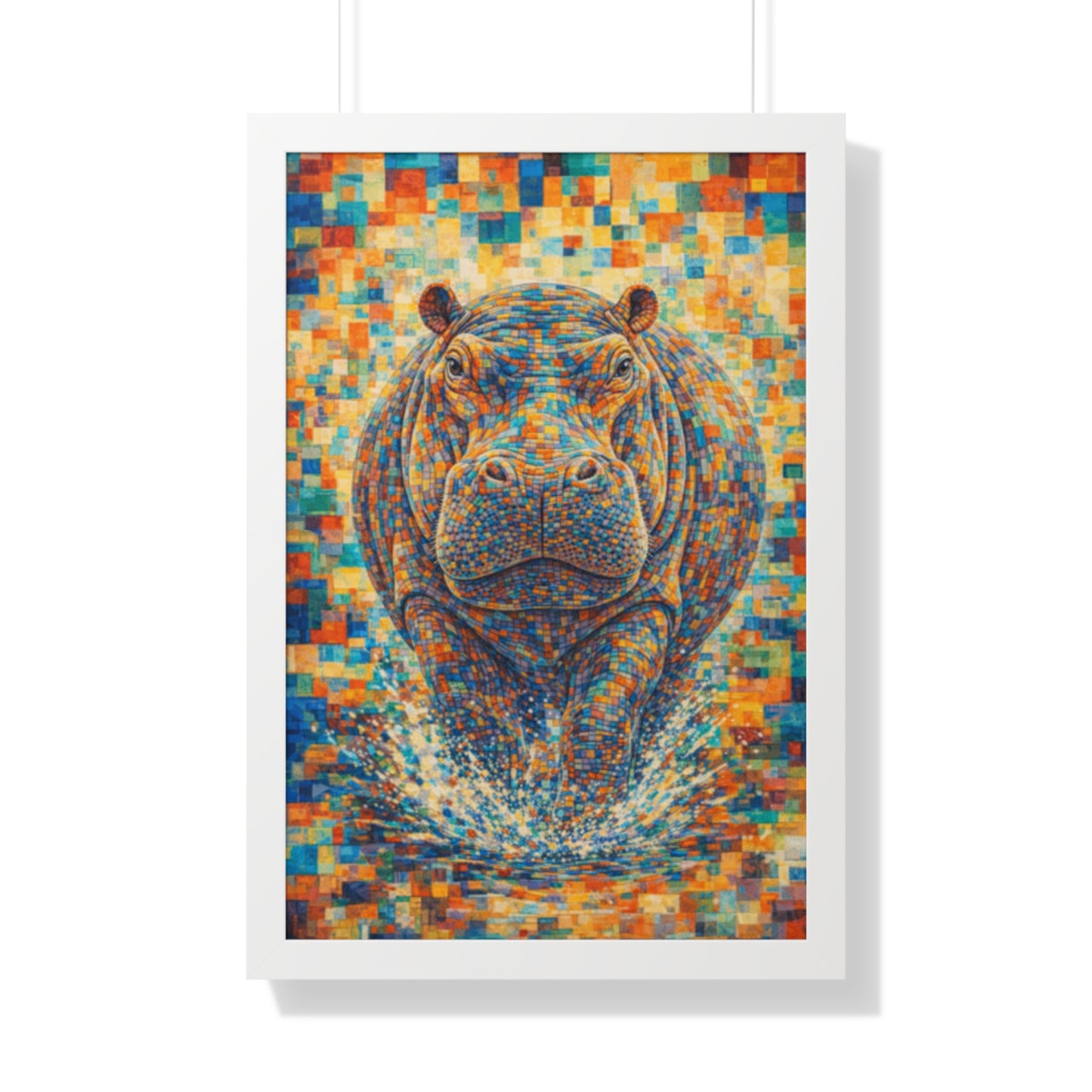 Framed Print — Hippopotamus Cubism