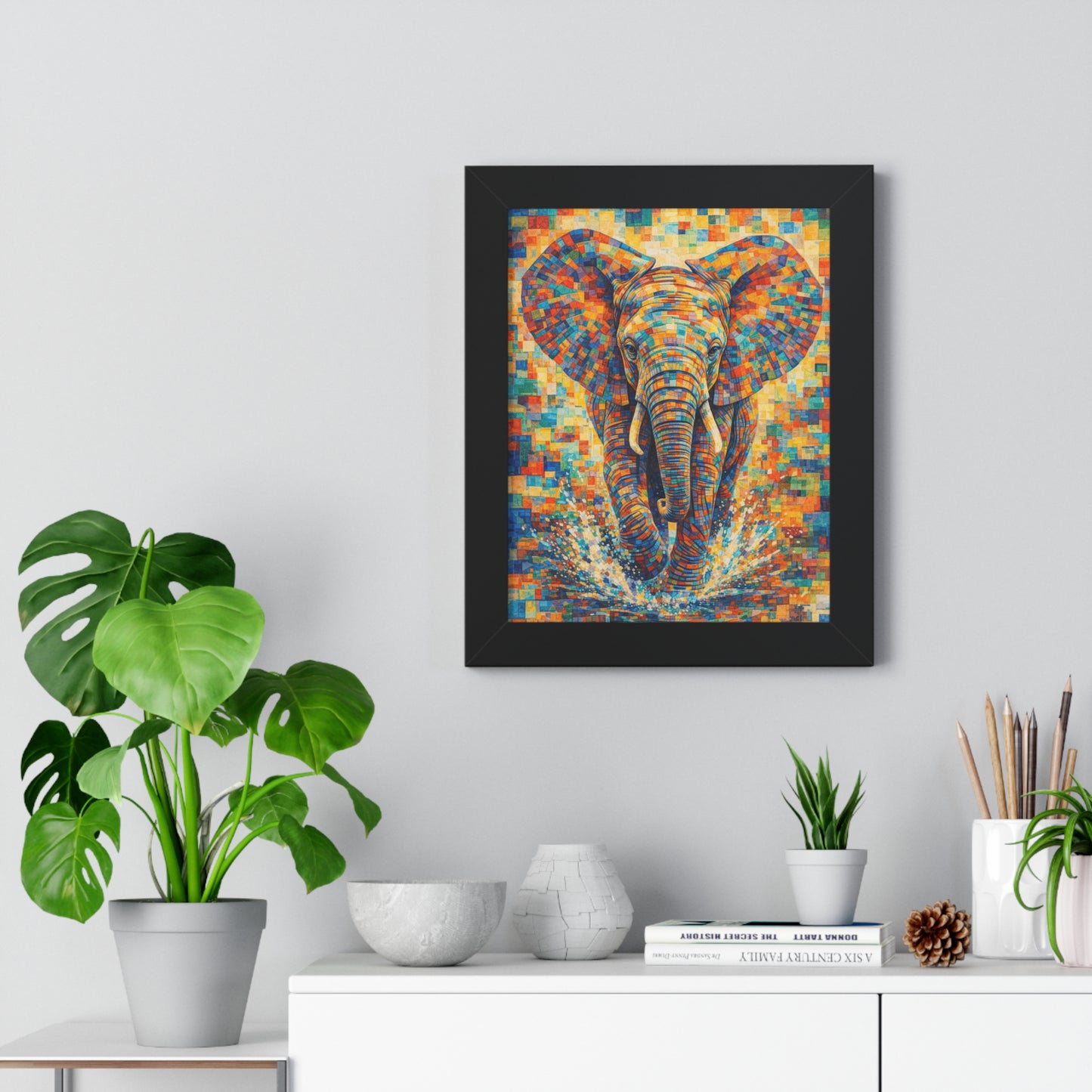 Framed Print — Elephant Cubism